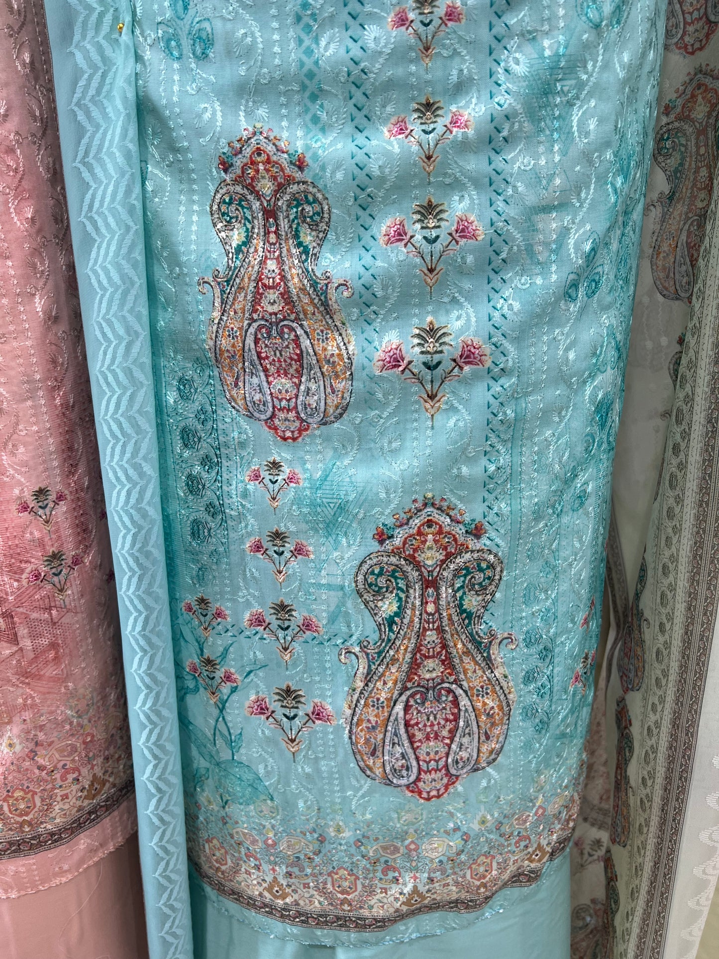 Digital Print Embroidered Cotton