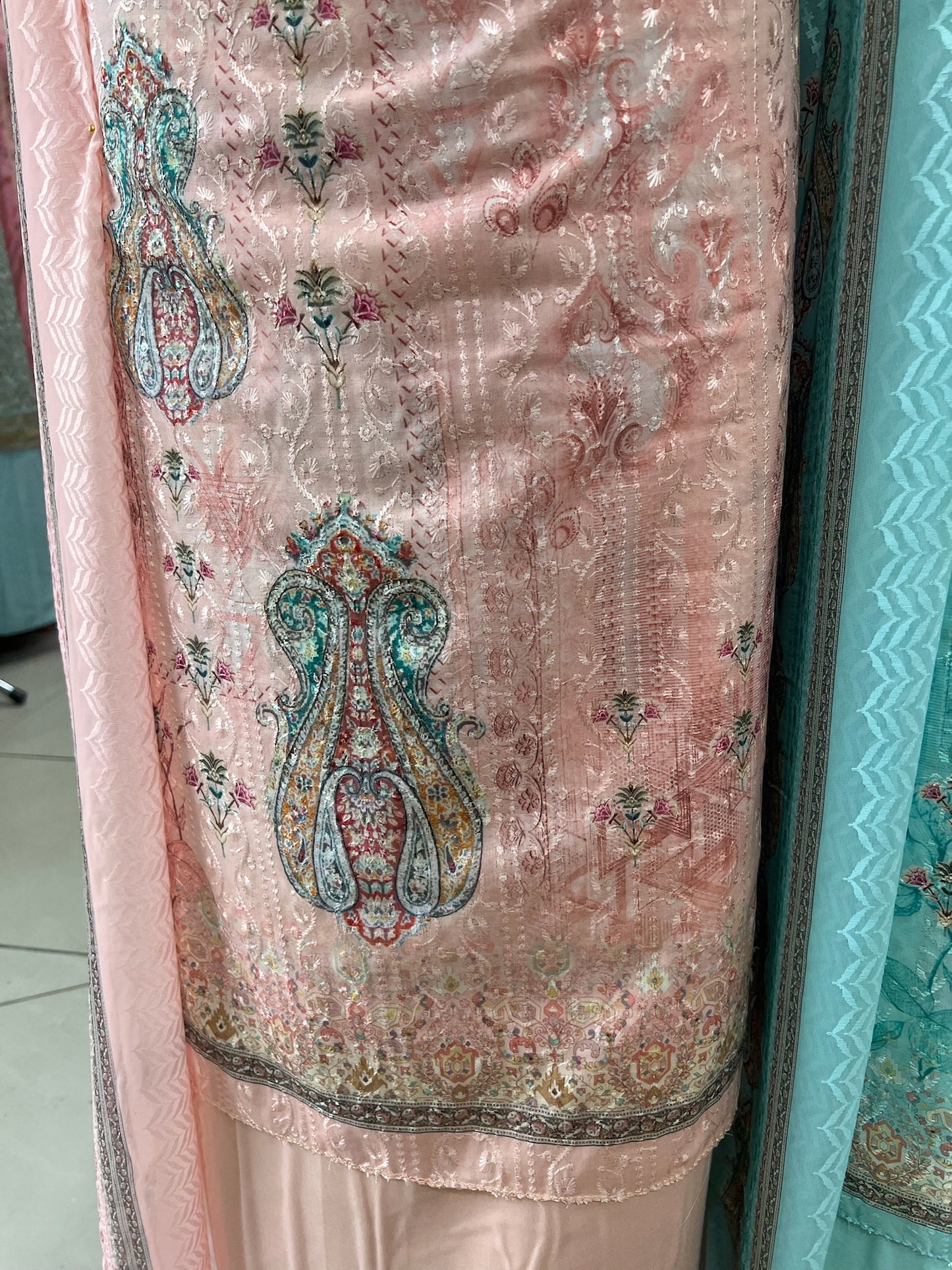 Digital Print Embroidered Cotton