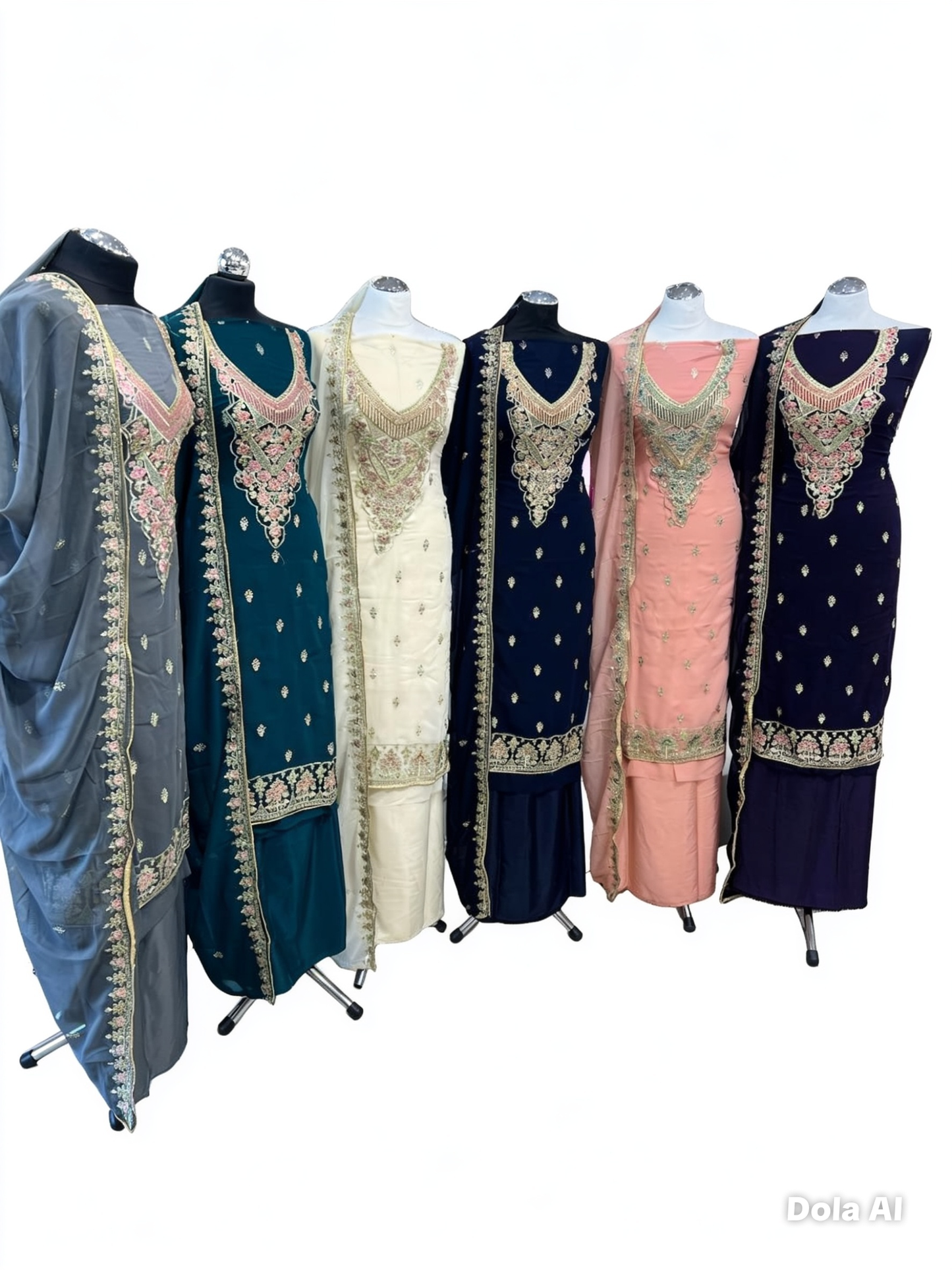Georgette Neckline Embroidered