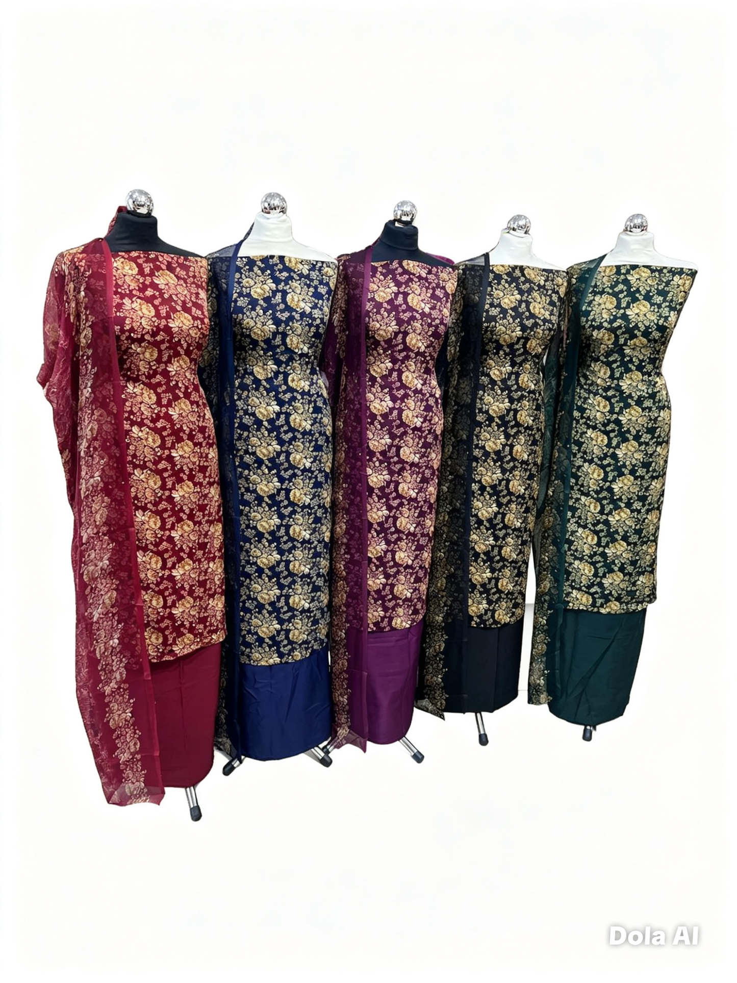 Digital Print Malai Crepe Suits – Floral Print & Chiffon Dupatta