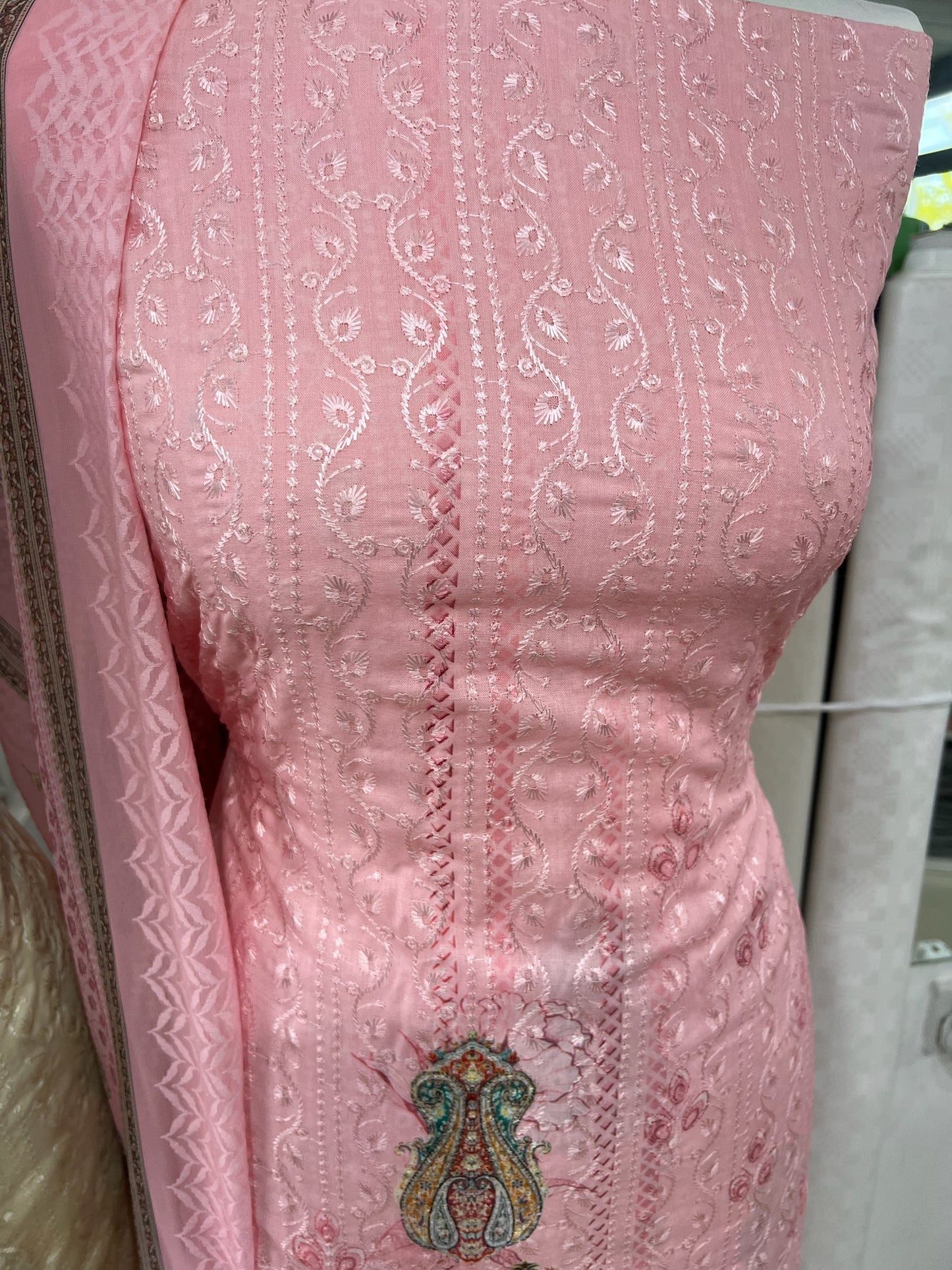 Digital Print Embroidered Cotton