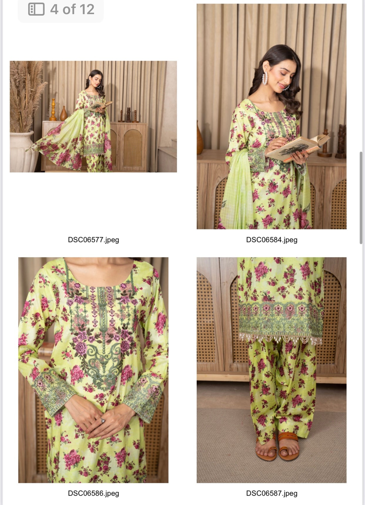 Farashy Shalwar Iznik Inspired Summer/Spring Lawn- Neon Green Floral