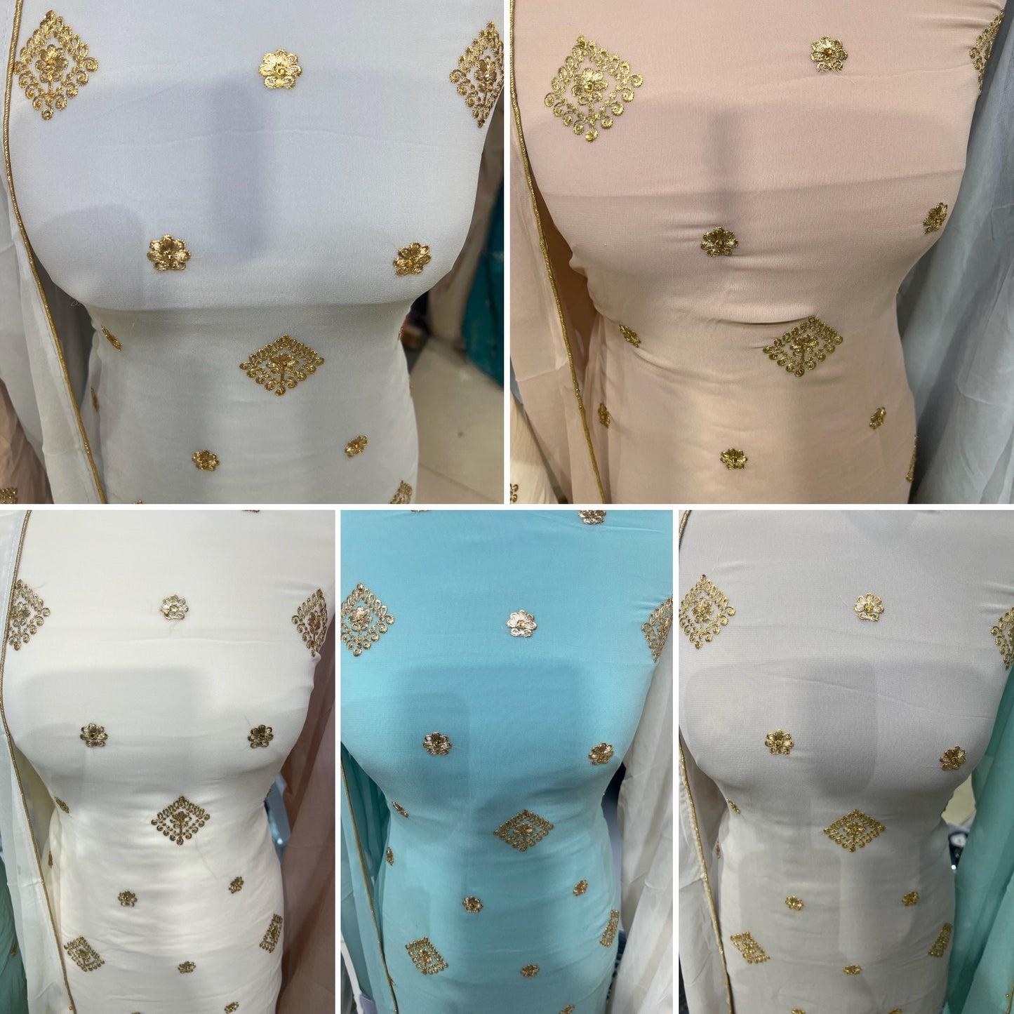 Embroidered Georgette Suits – Thread Embroidery with Embellishments