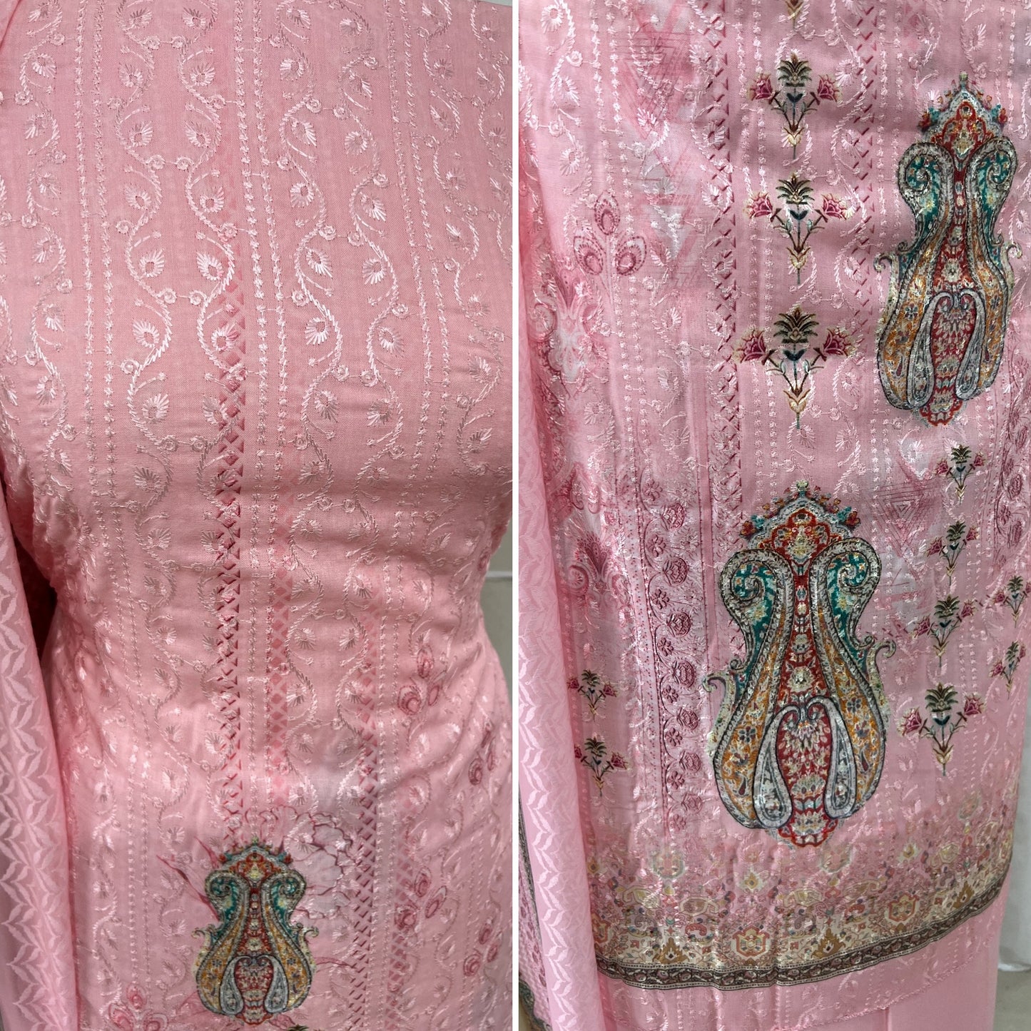 Digital Print Embroidered Cotton