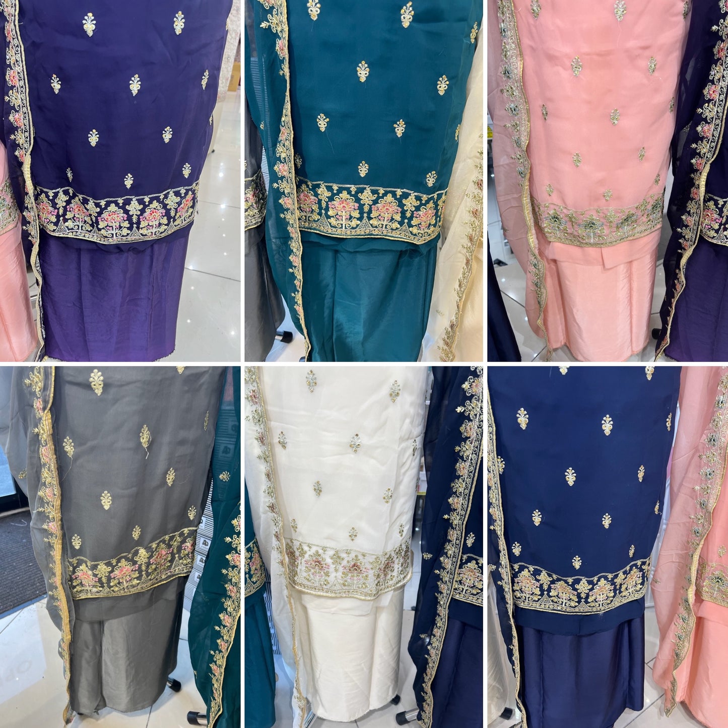 Georgette Neckline Embroidered