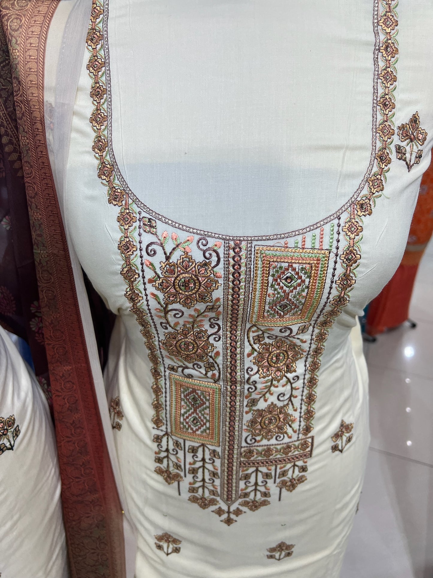 Exquisite Cotton Lawn Embroidered Neckline