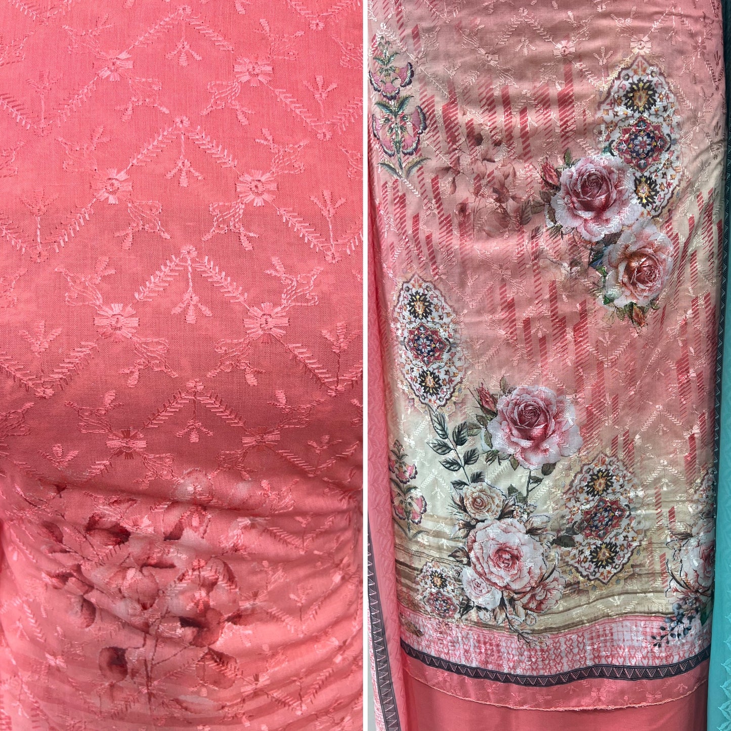 Digital Print Embroidered Cotton