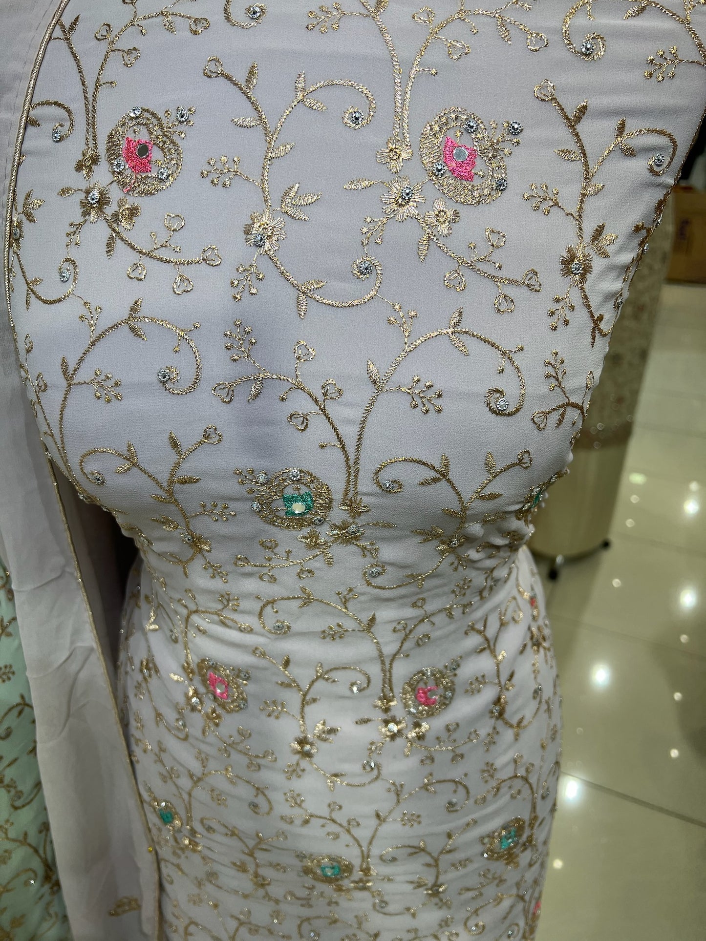 Georgette Suits with Thread Embroidery & Embellishments