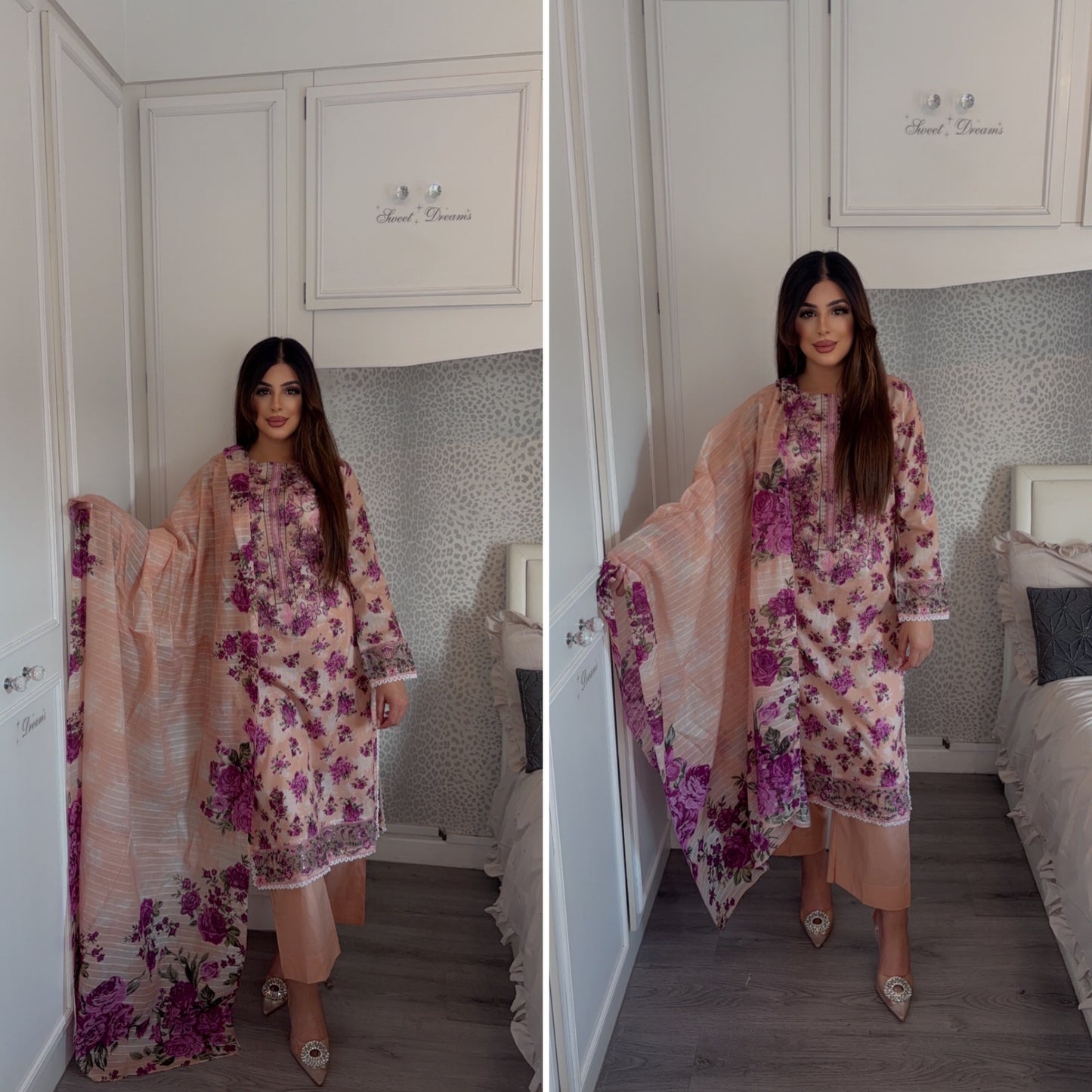 Iznik Inspired Summer/Spring Lawn- Pink Floral