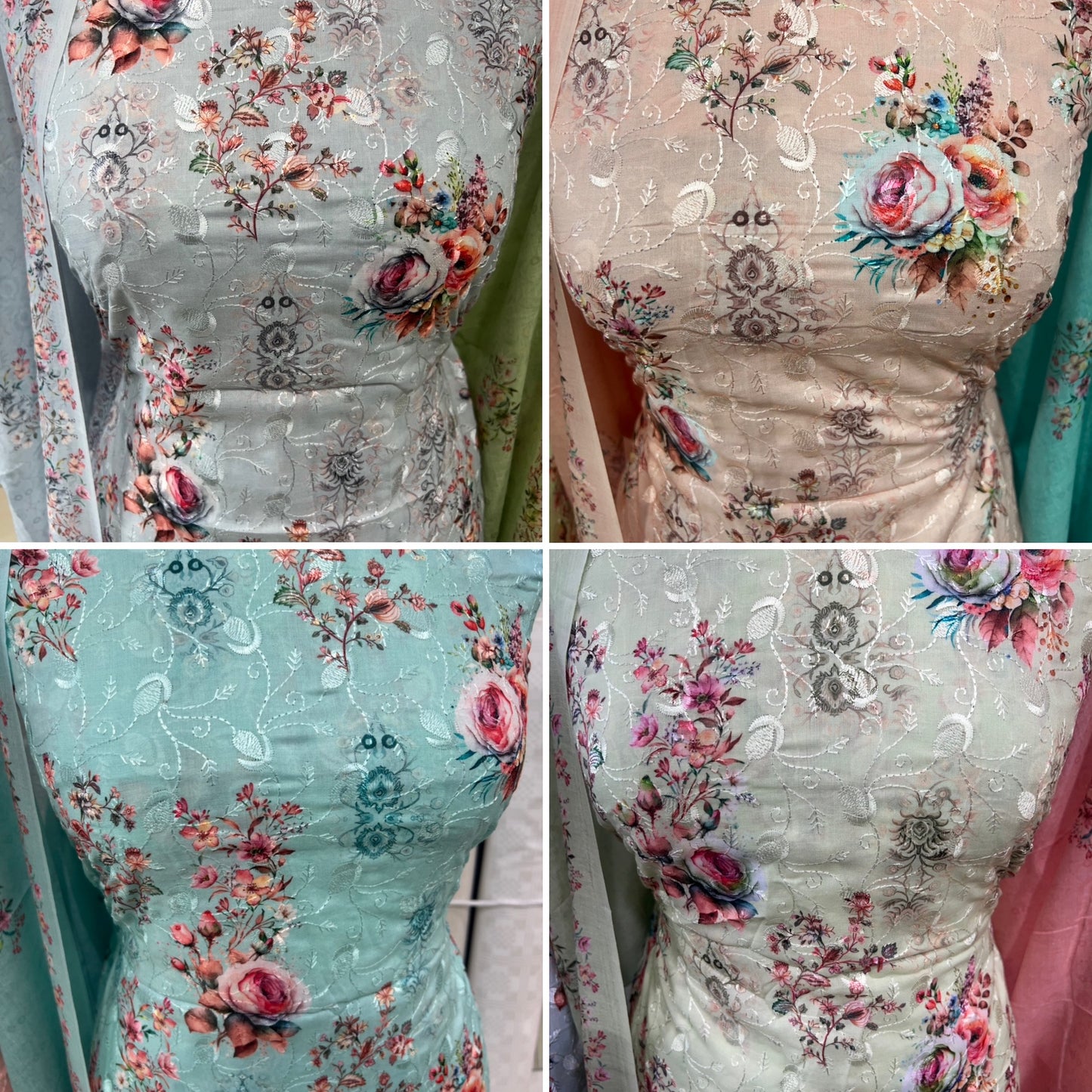 Digital Print Embroidered Cotton