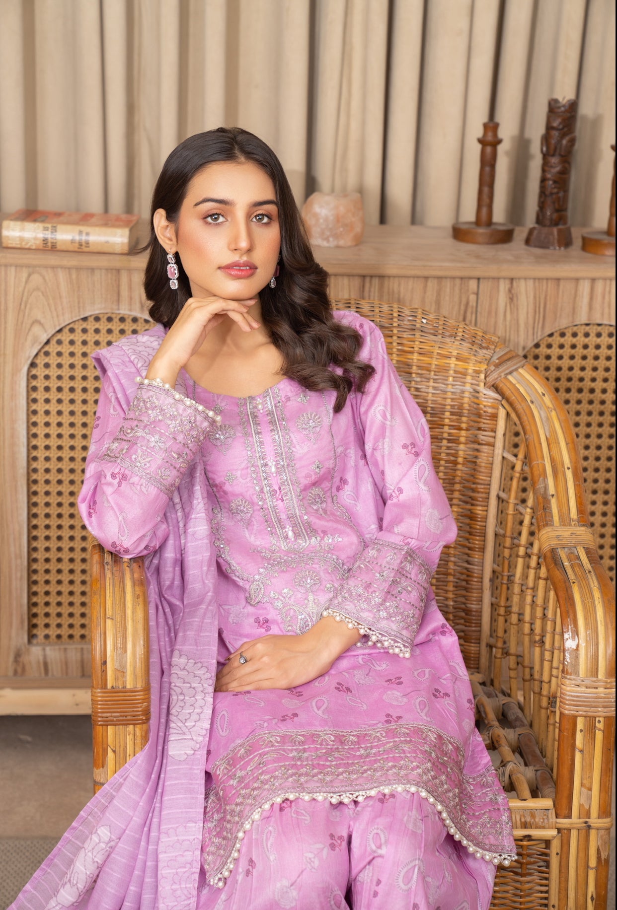 Farashy Shalwar Iznik Inspired Summer/Spring Lawn- Hot Pink Floral Farashy