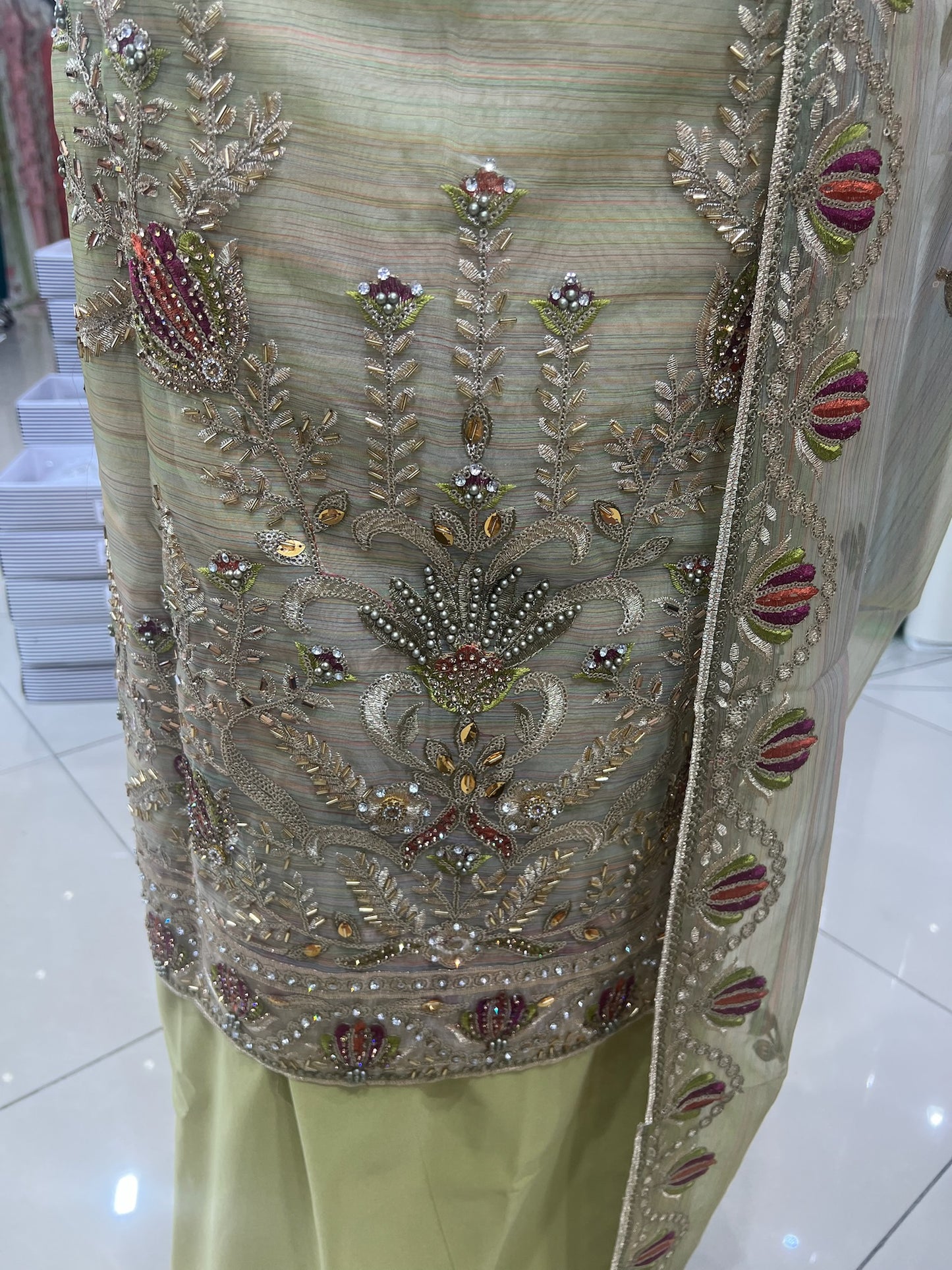 Fancy Embroidered Embellished Chiffon Organza