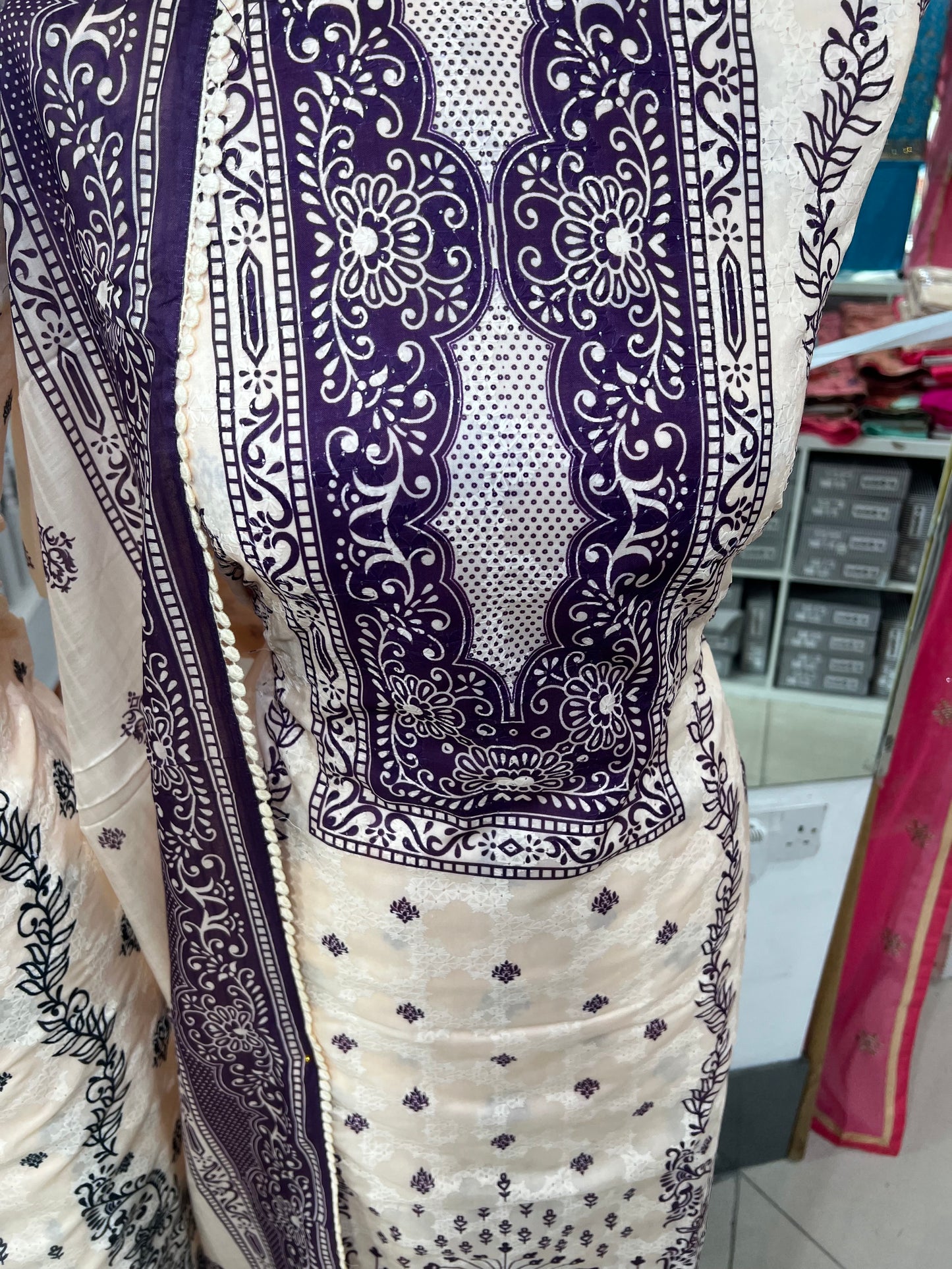 Digital Print Embroidered Cotton