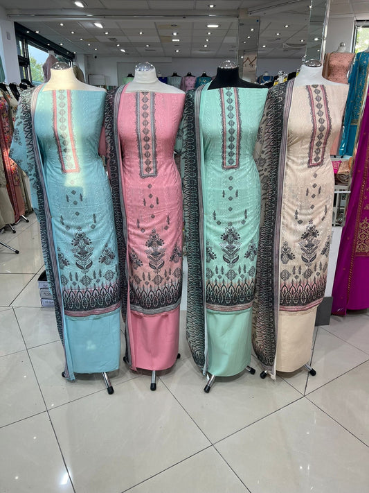 Digital Print Cotton With Intricate Embroidery