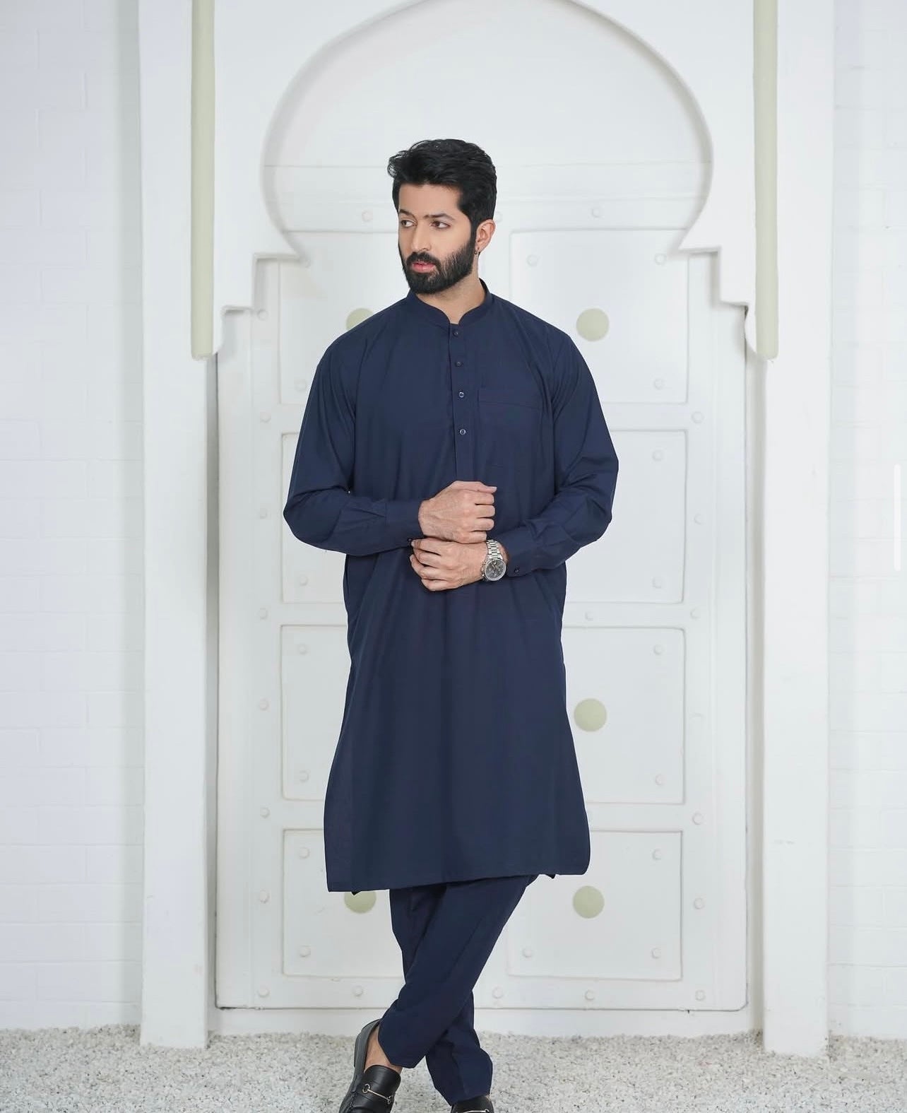 Al-Qaisar Men’s Plain Shalwar kameez NAVY