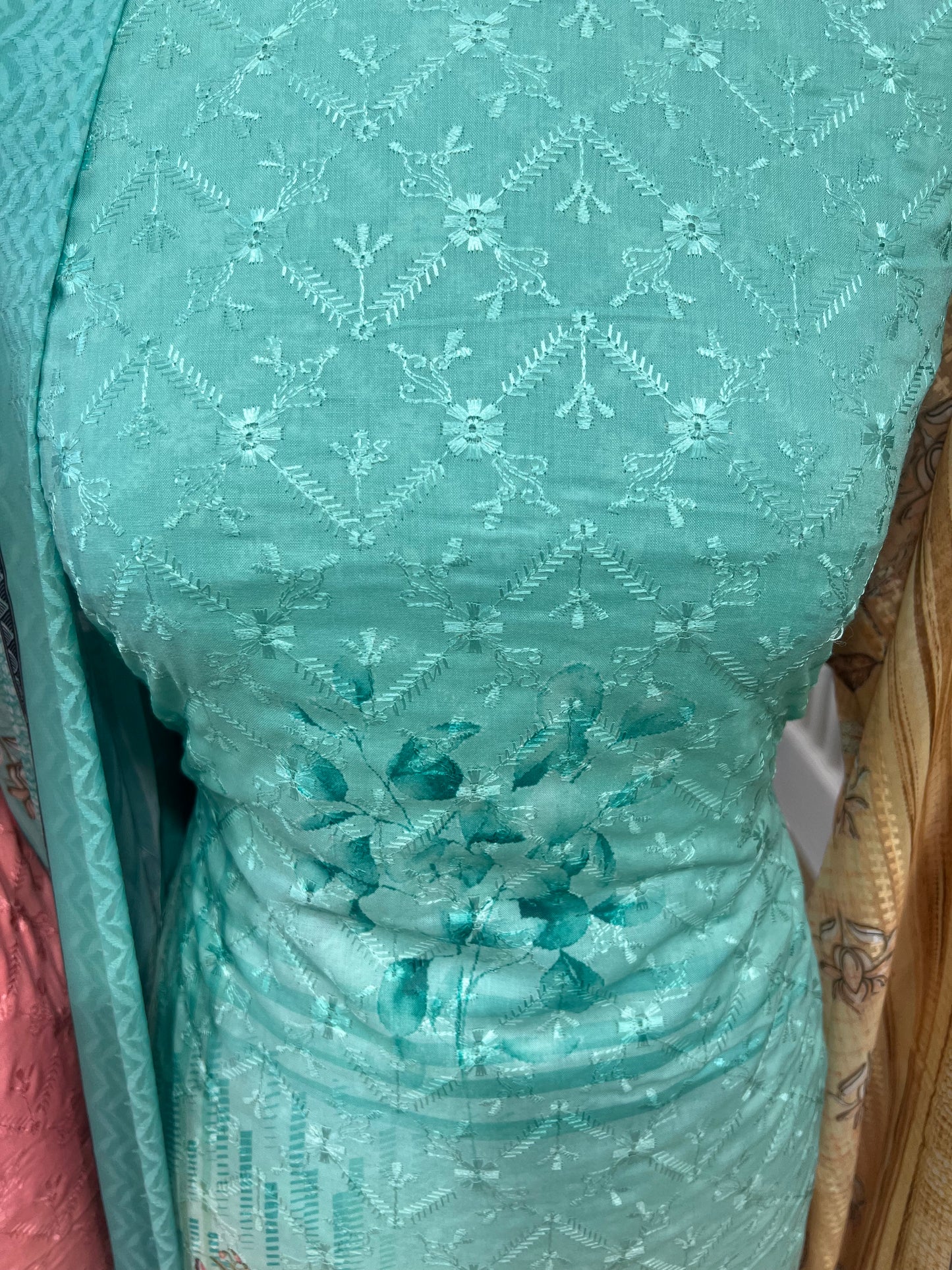 Digital Print Embroidered Cotton