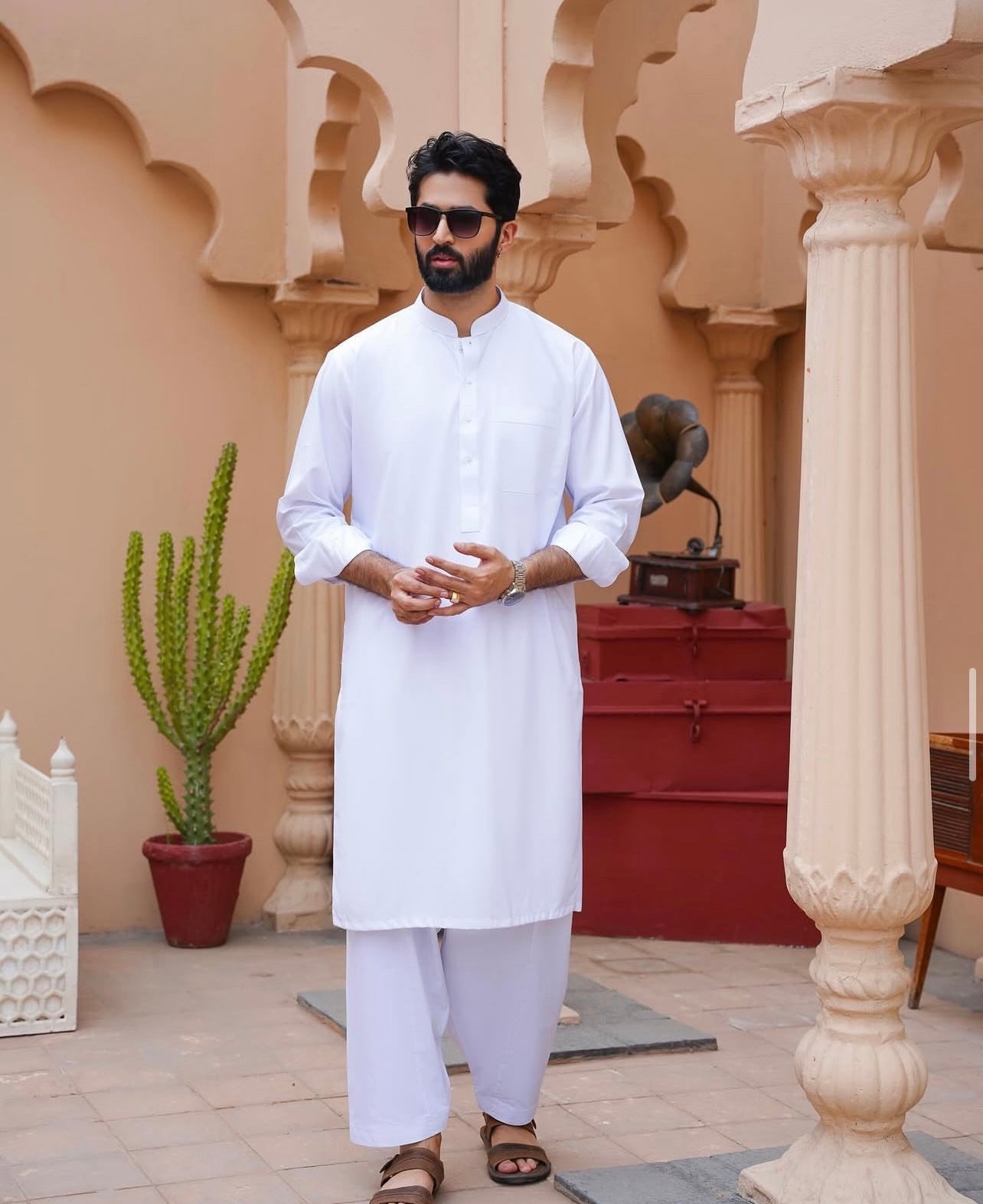 Al-Qaisar Men’s Plain Shalwar kameez WHITE