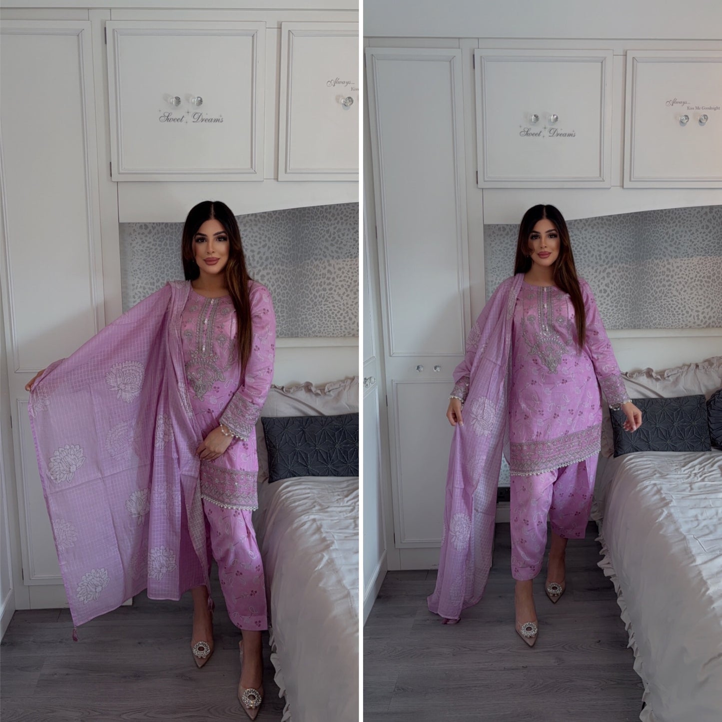 Farashy Shalwar Iznik Inspired Summer/Spring Lawn- Hot Pink Farashy