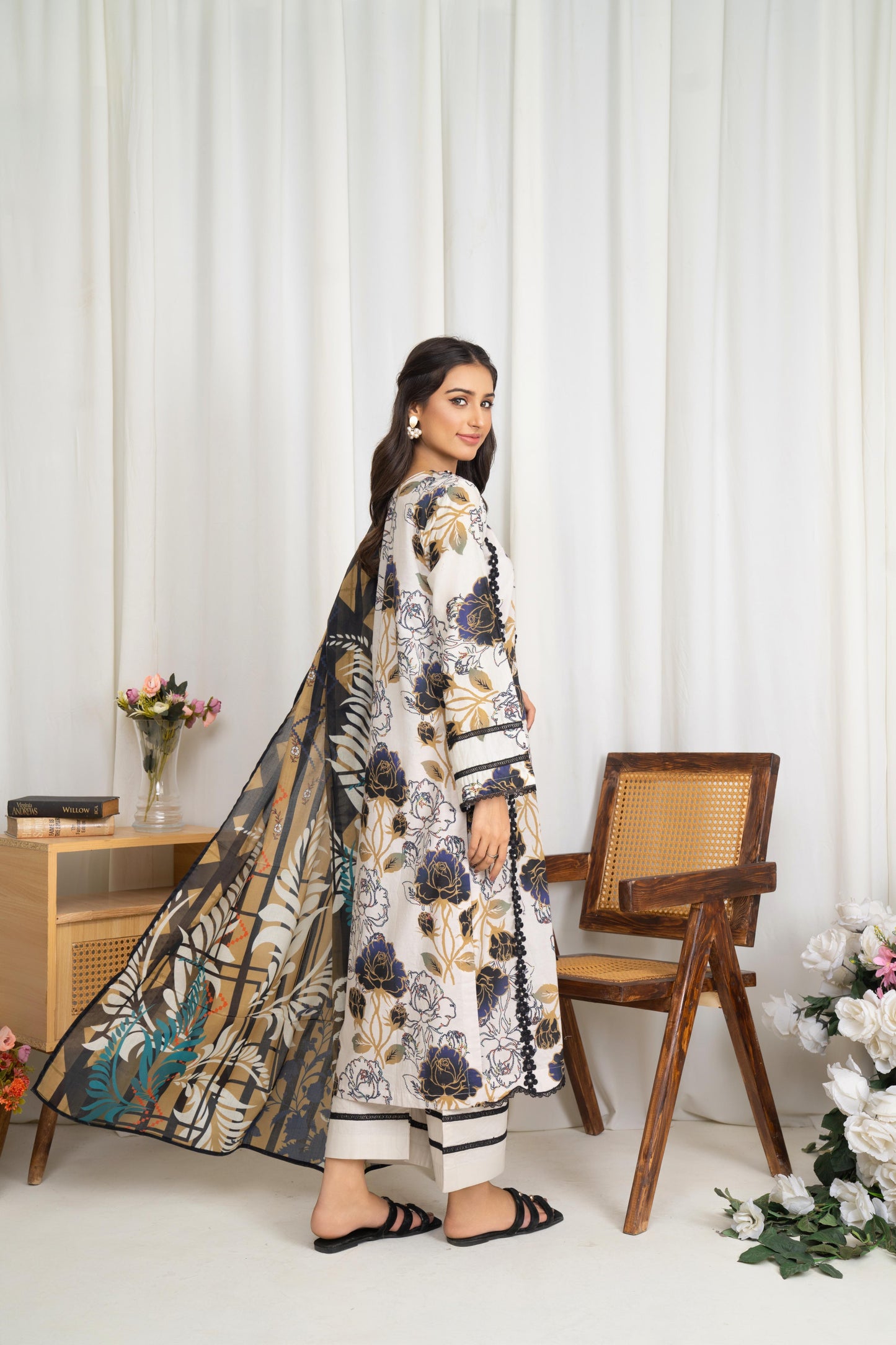 Digital Print Lawn with Embroidery Readymade Suit