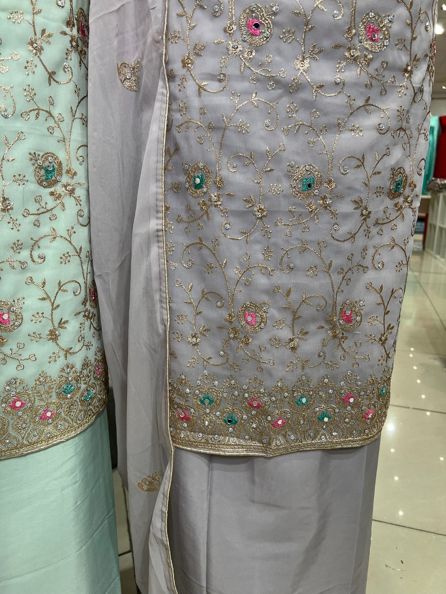 Georgette Suits with Thread Embroidery & Embellishments