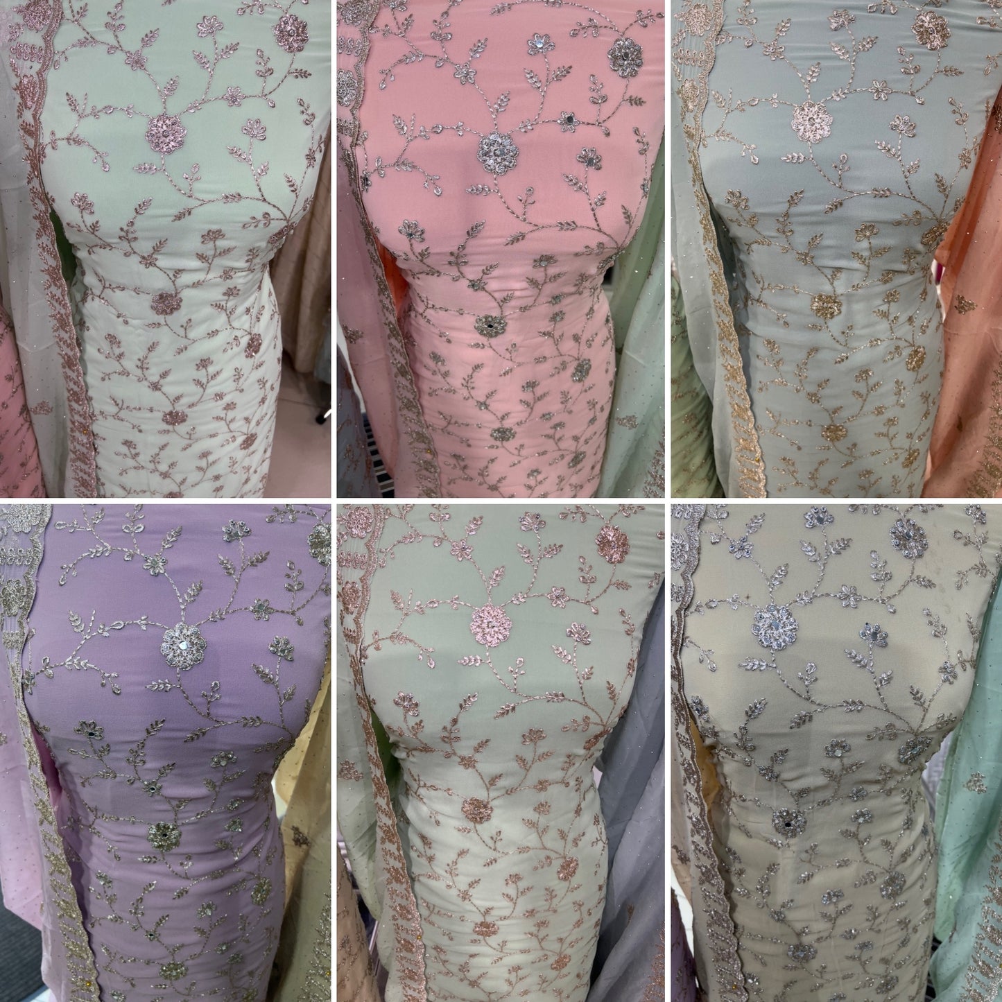 Embroidered Georgette — Thread Embroidery & Cutwork Dupatta