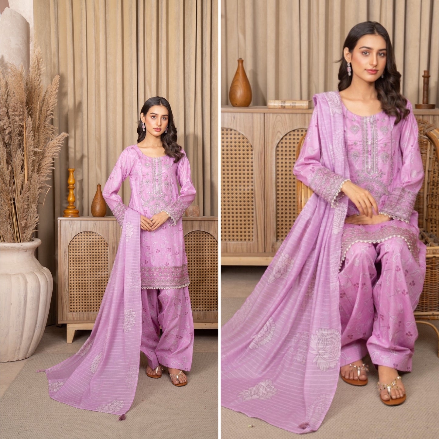Farashy Shalwar Iznik Inspired Summer/Spring Lawn- Hot Pink Floral Farashy
