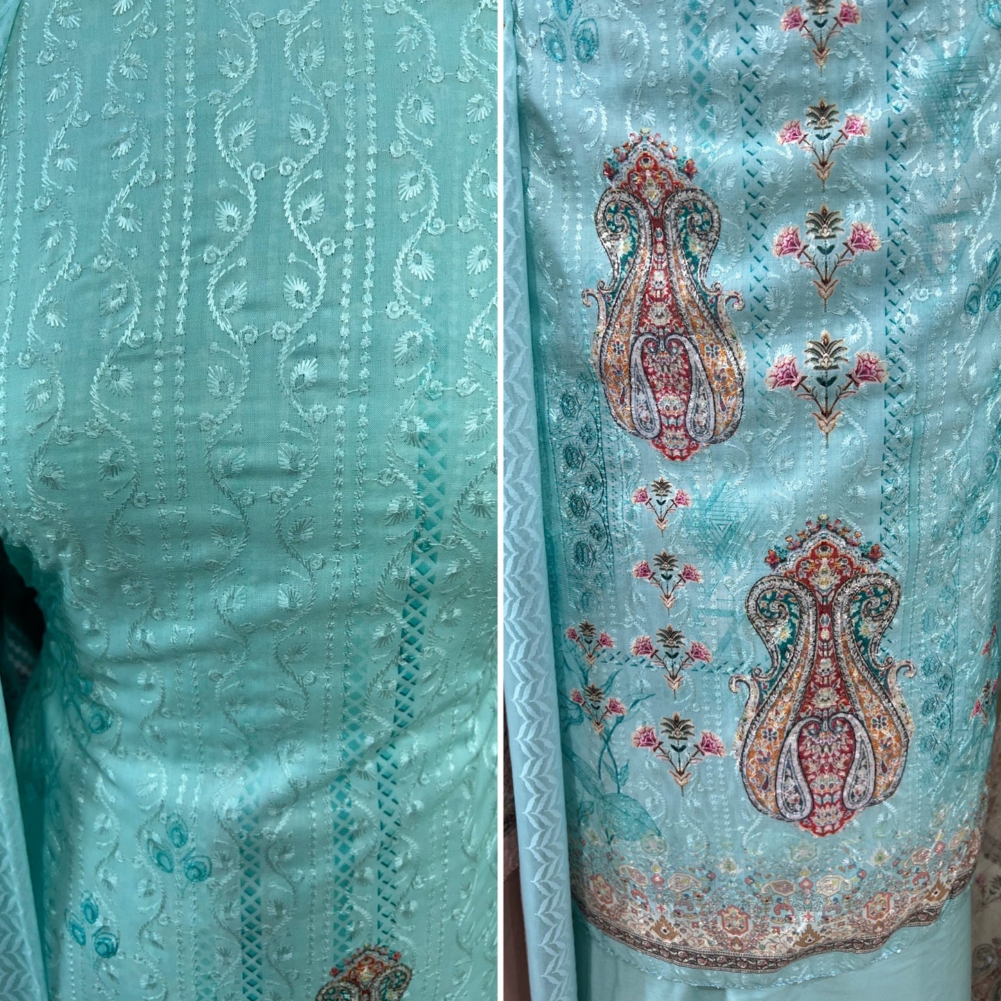 Digital Print Embroidered Cotton