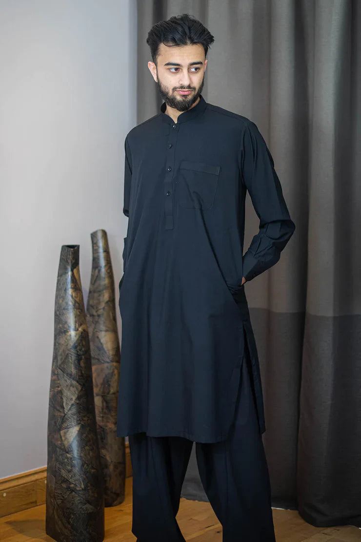 AL QAISAR PREMIUM MENS SHALWAR KAMEEZ- BLACK