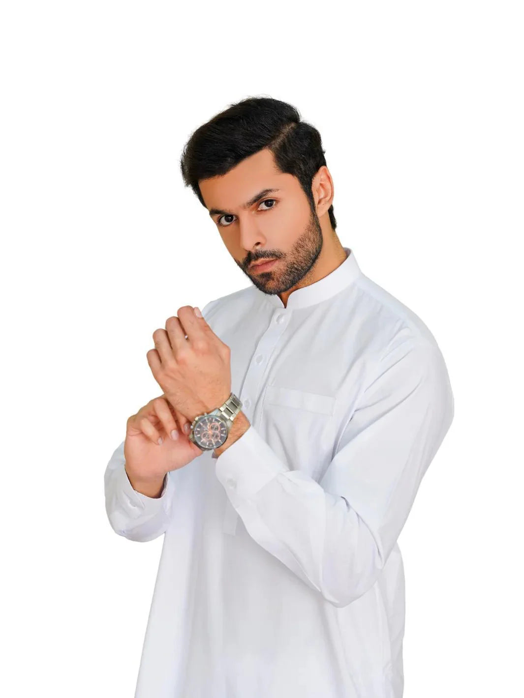 Al-Qaisar Men’s Plain Kurta Trouser Wash And Wear Premium Quailty Fabric WHITE