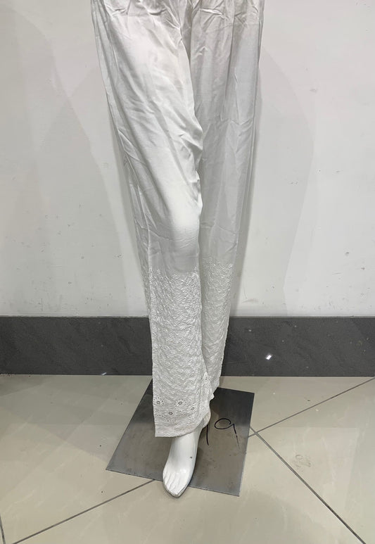 Women's White Cotton Trouser