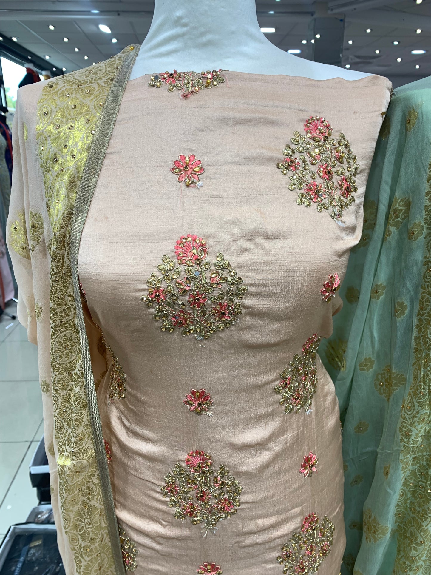 Embroidered Raw Silk With Banarsi Dupatta