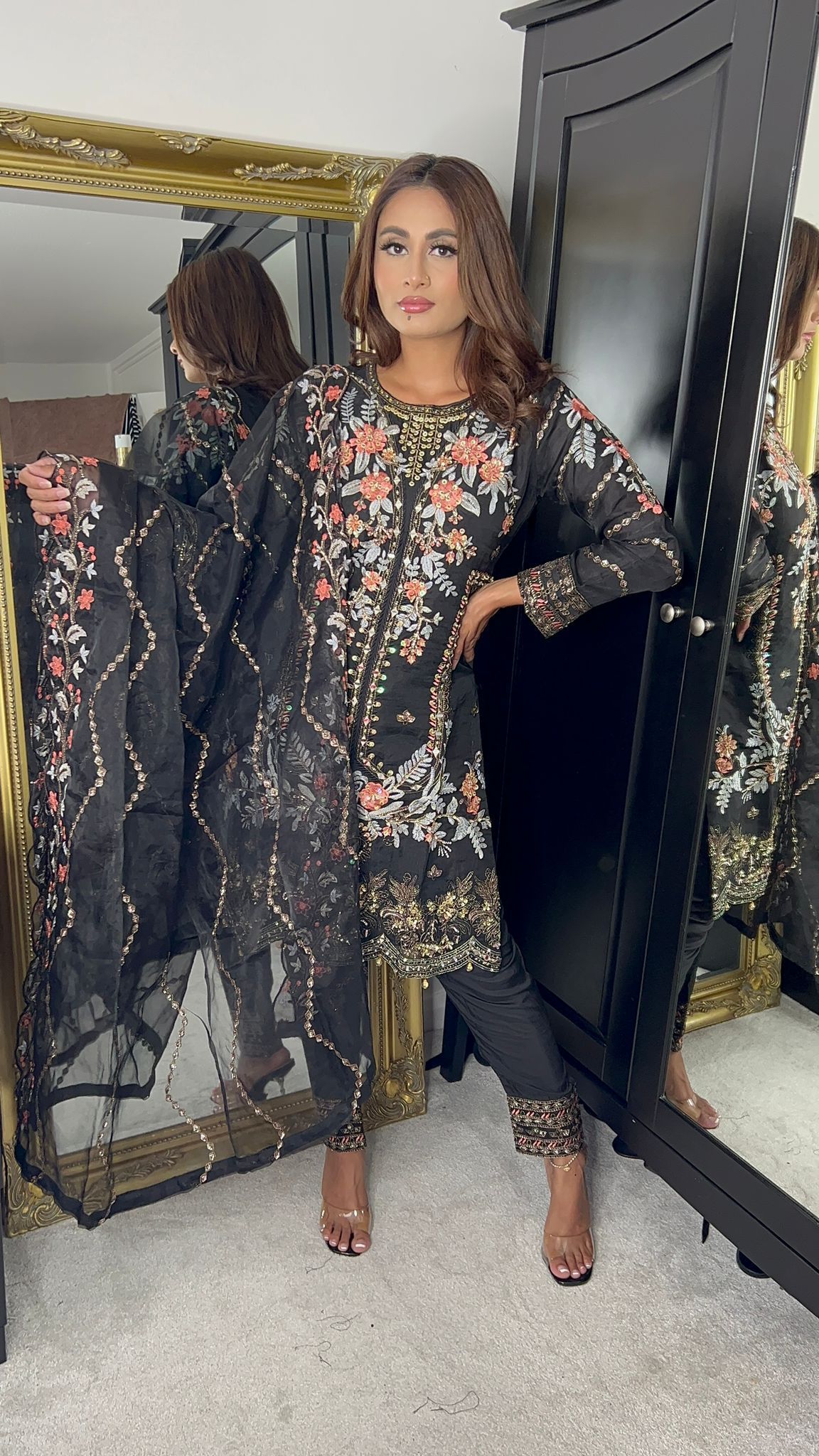 Black Organza Party Wear