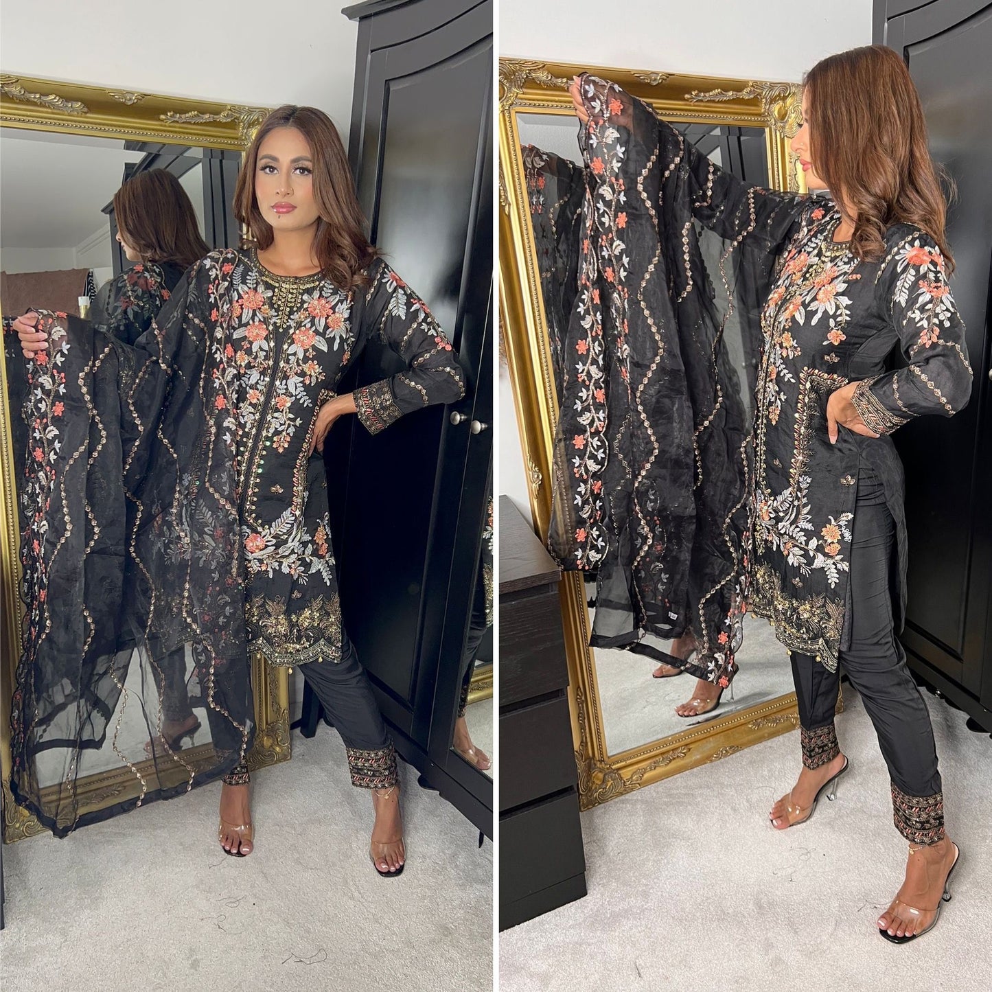 Black Organza Party Wear