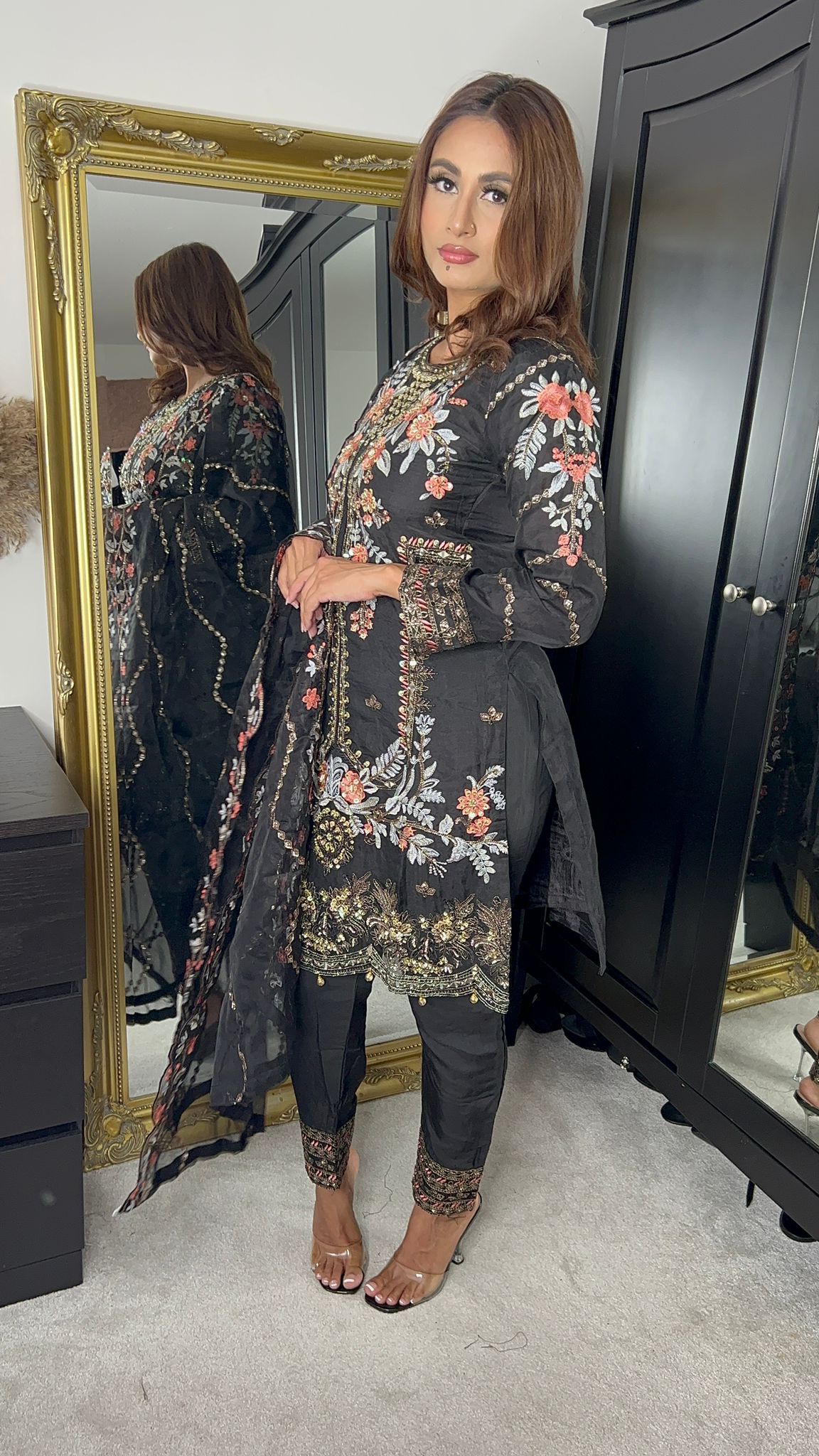 Black Organza Party Wear