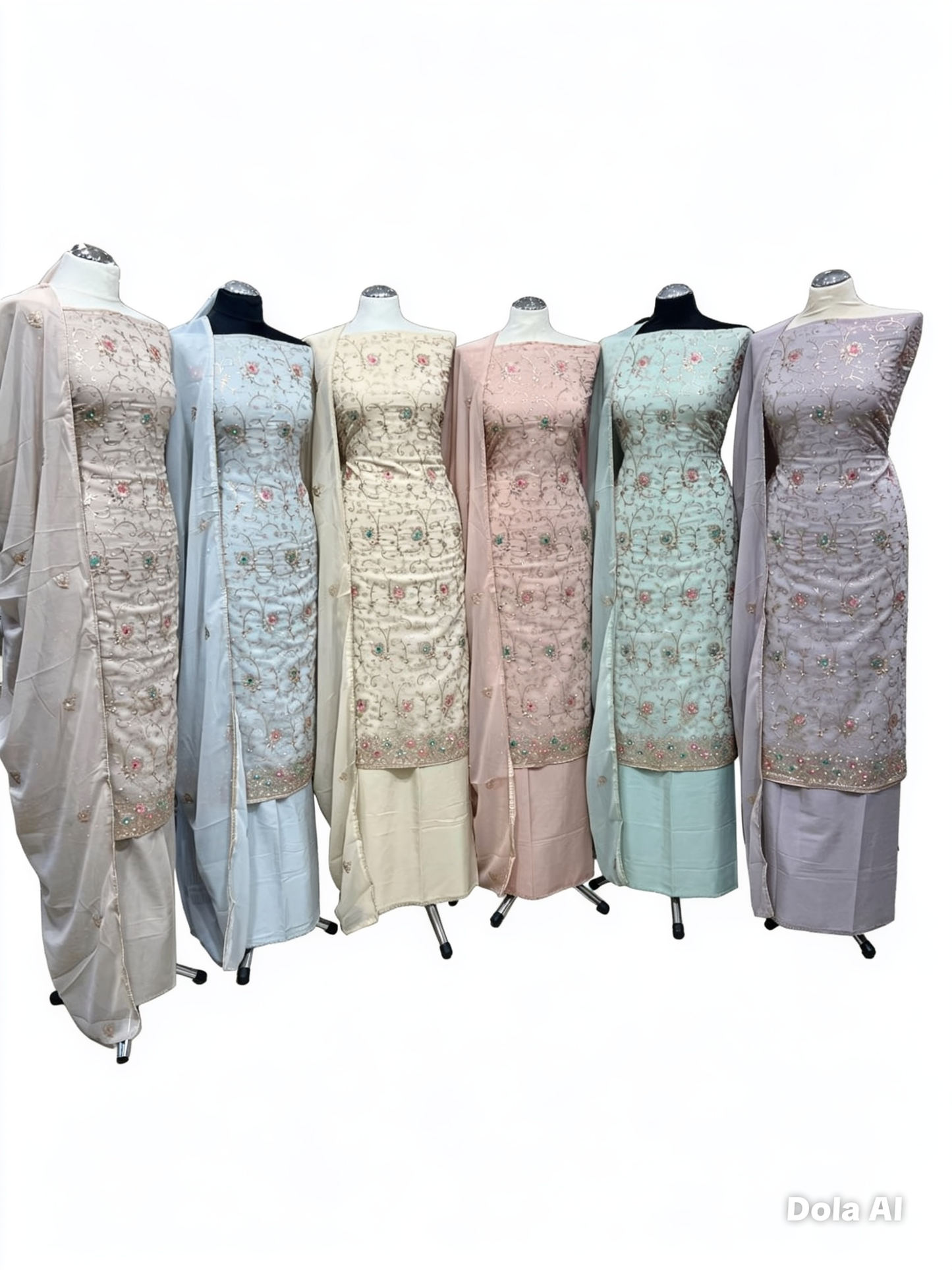 Georgette Suits with Thread Embroidery & Embellishments