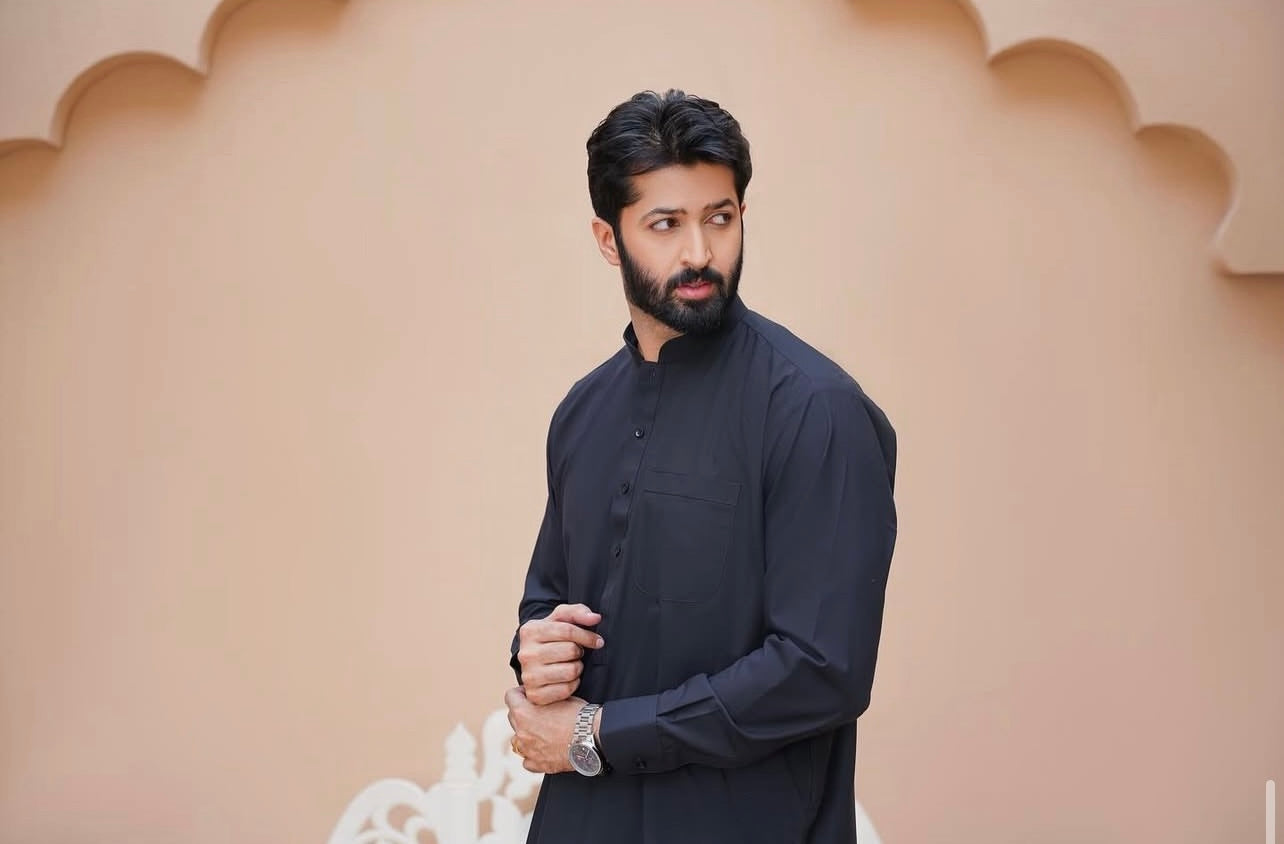 Al-Qaisar Men’s Plain Shalwar kameez BLACK