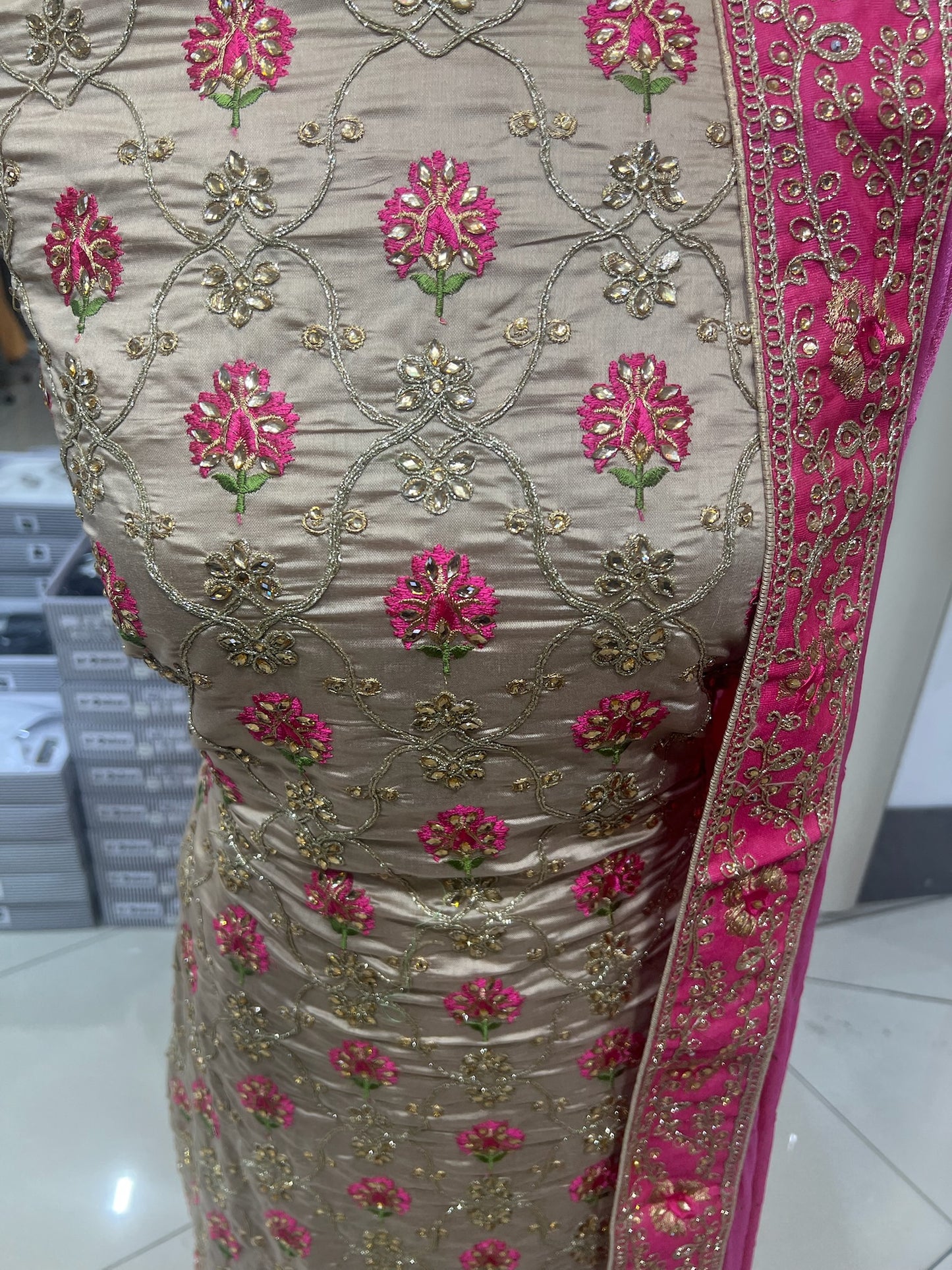 Embellished Dupion Silk