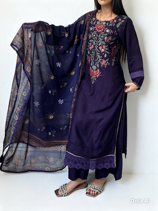 Maria B Inspired Thread Embroidered Luxury Viscose Suit