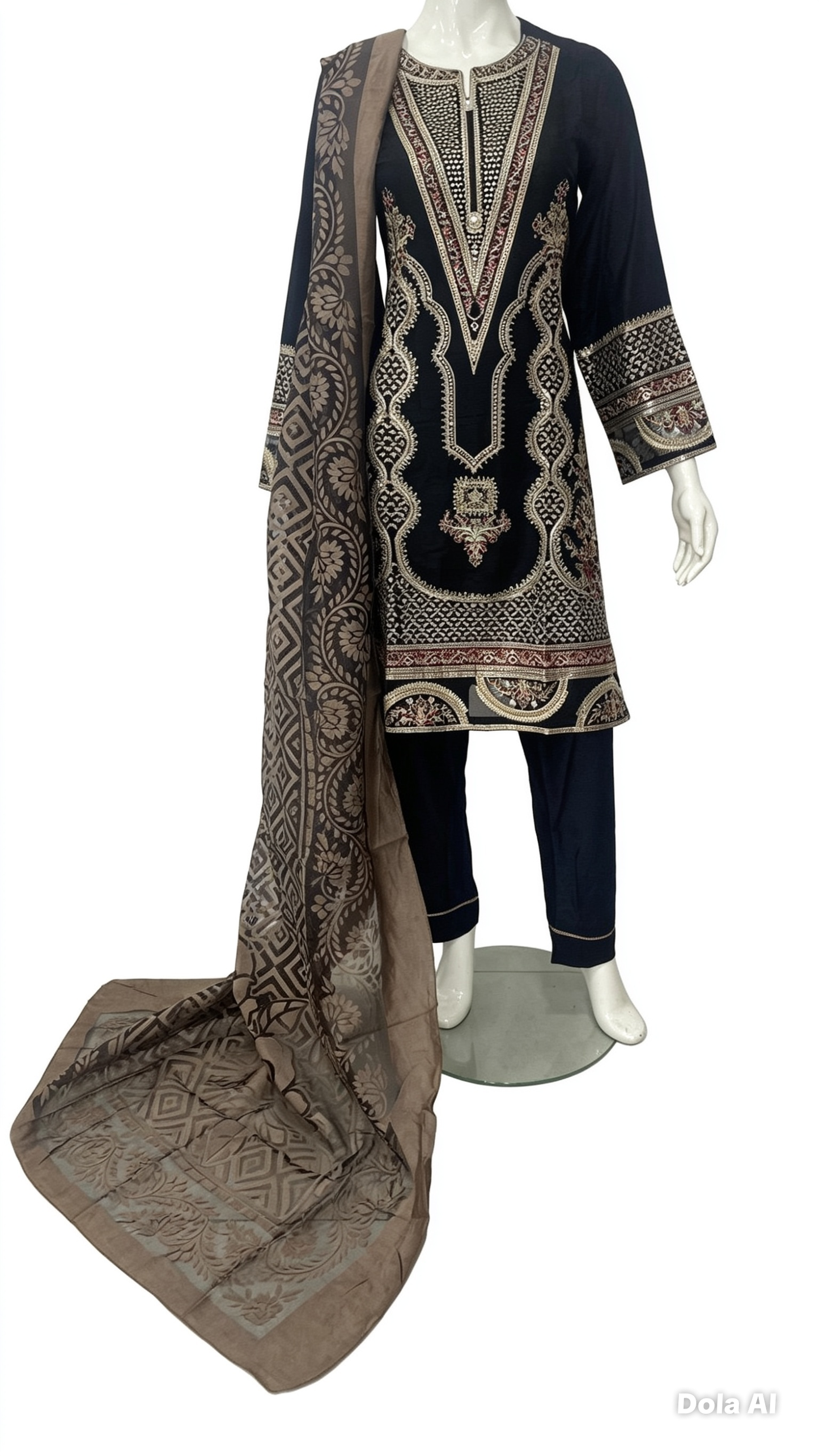 Linen Embroidered Suit