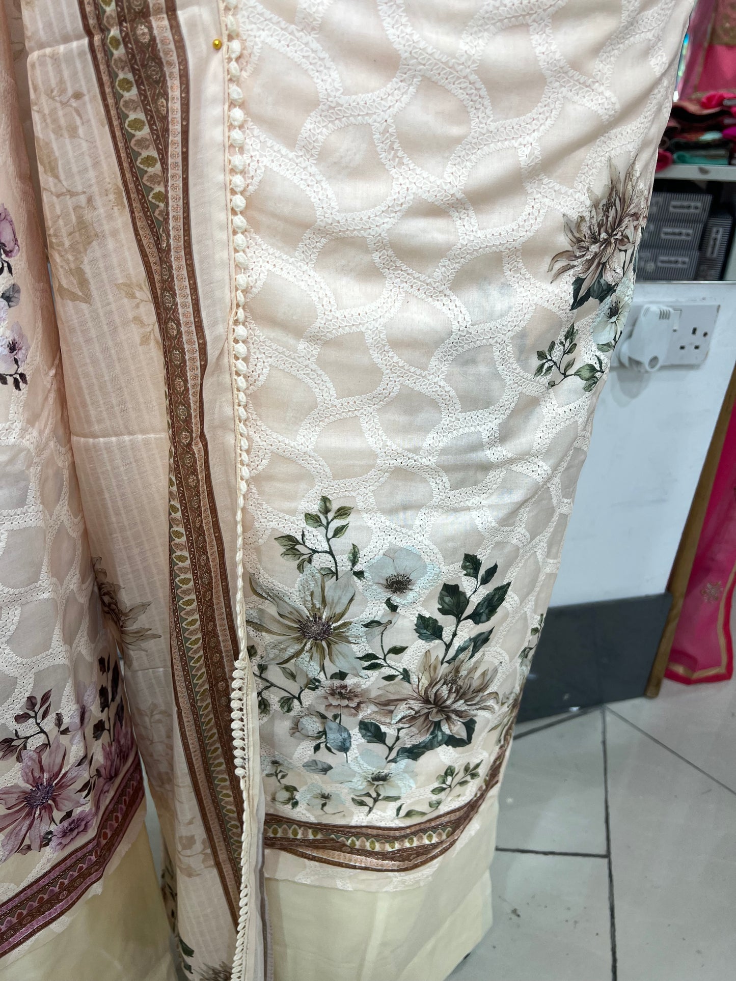 Digital Print Embroidered Cotton