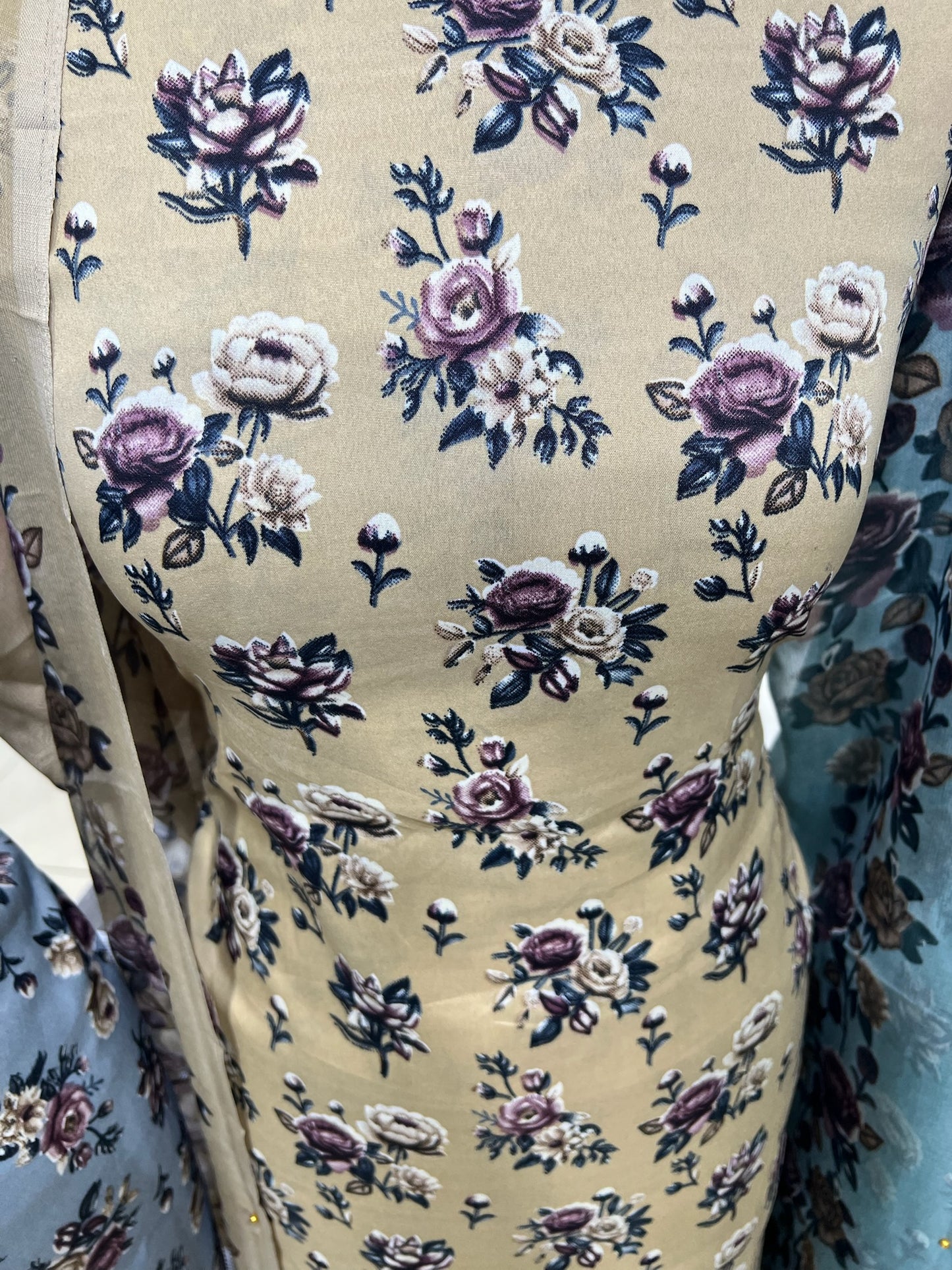 Digital Print Malai Crepe Suits – Floral Collection with Printed Chiffon Dupatta