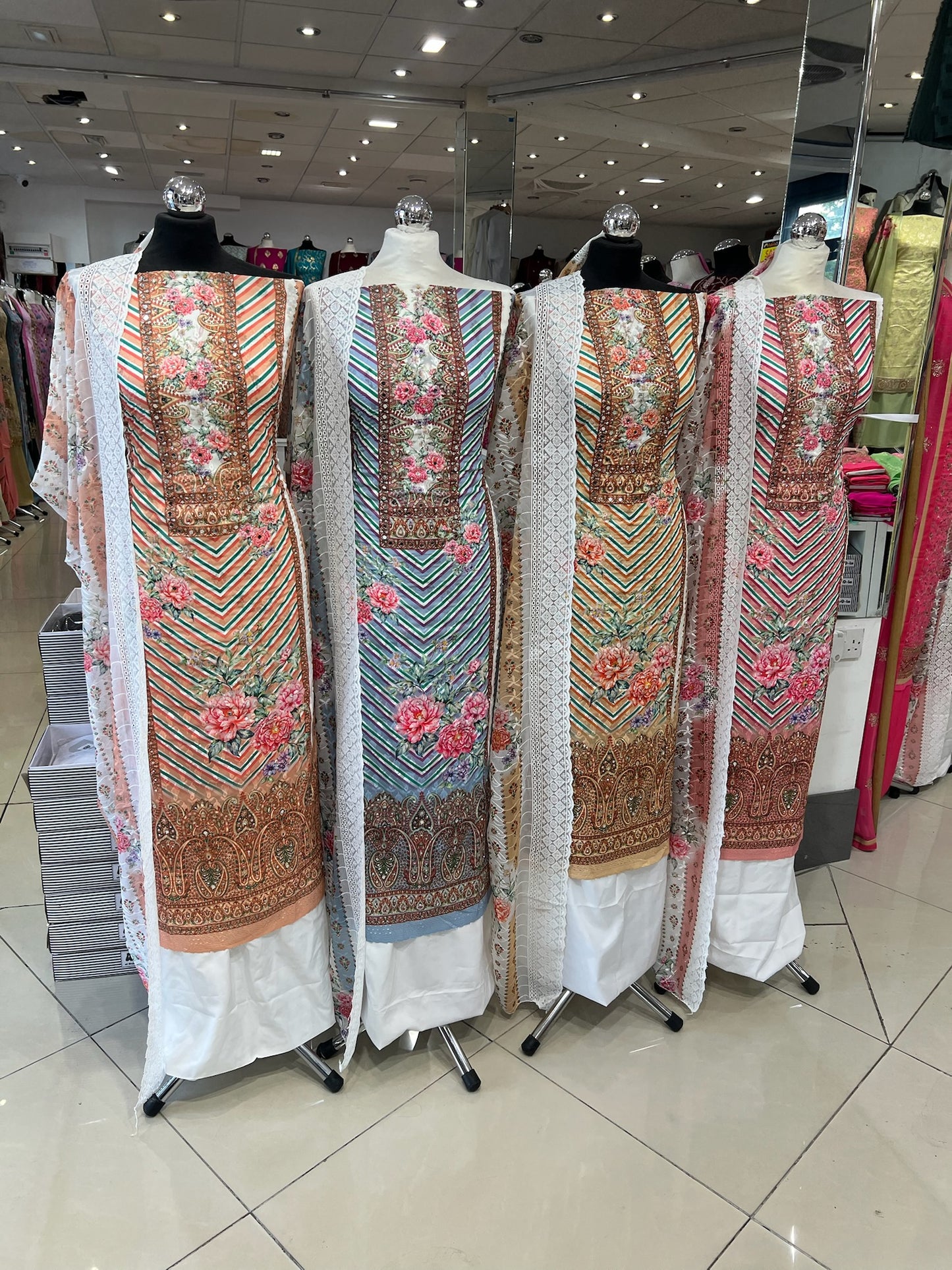 Chevron & Floral Georgette
