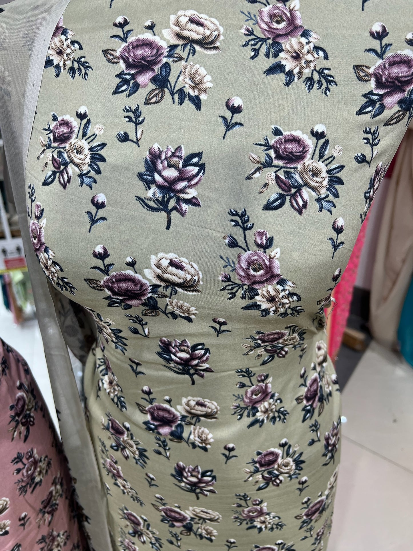 Digital Print Malai Crepe Suits – Floral Collection with Printed Chiffon Dupatta