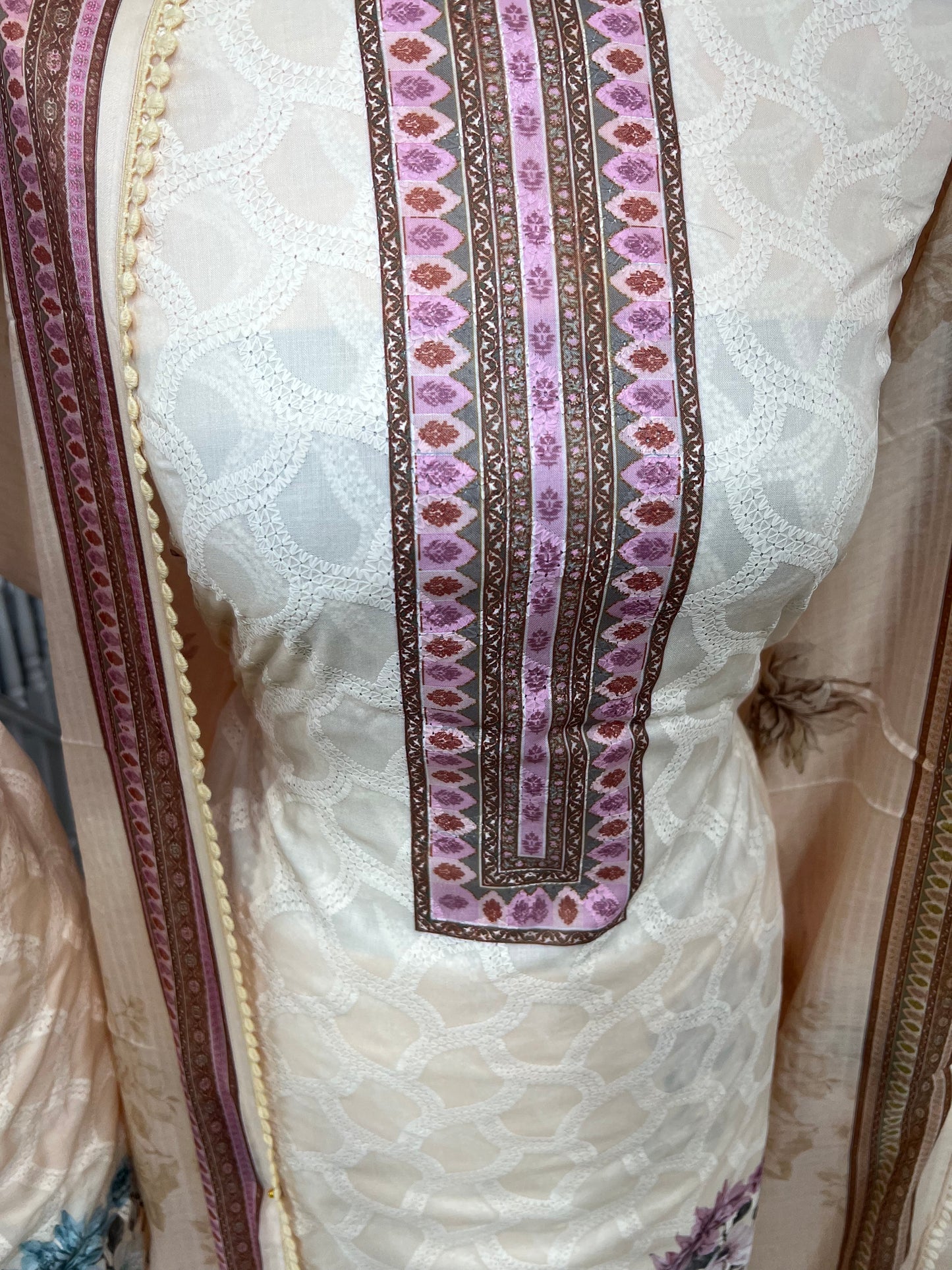 Digital Print Embroidered Cotton