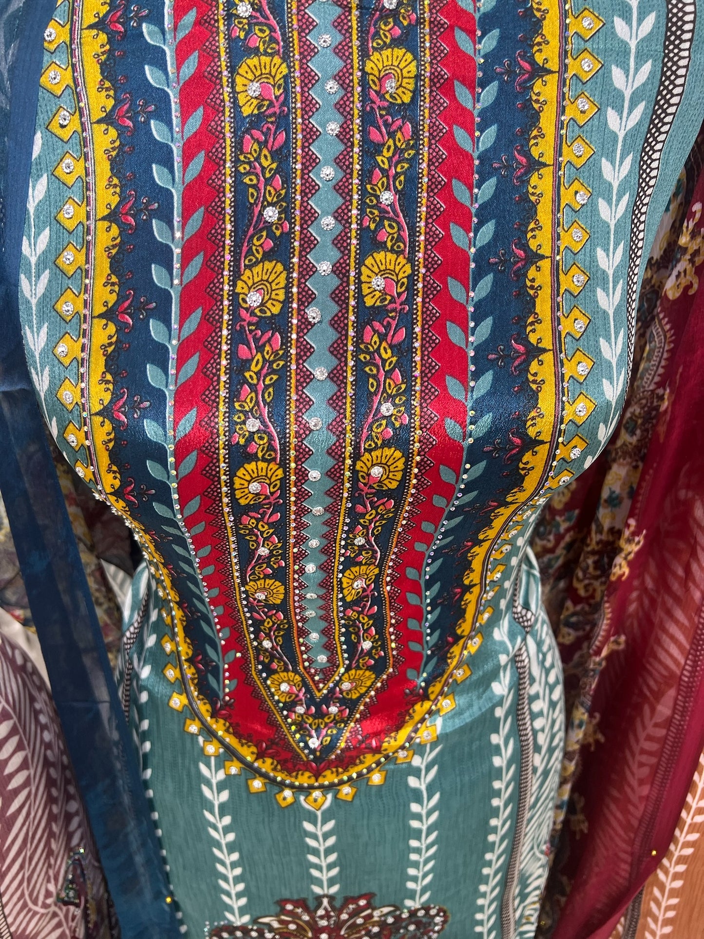 Embellished Digital Print Crepe