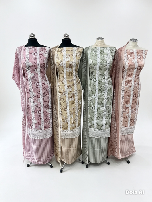 Digital Print & Embroidered Cotton