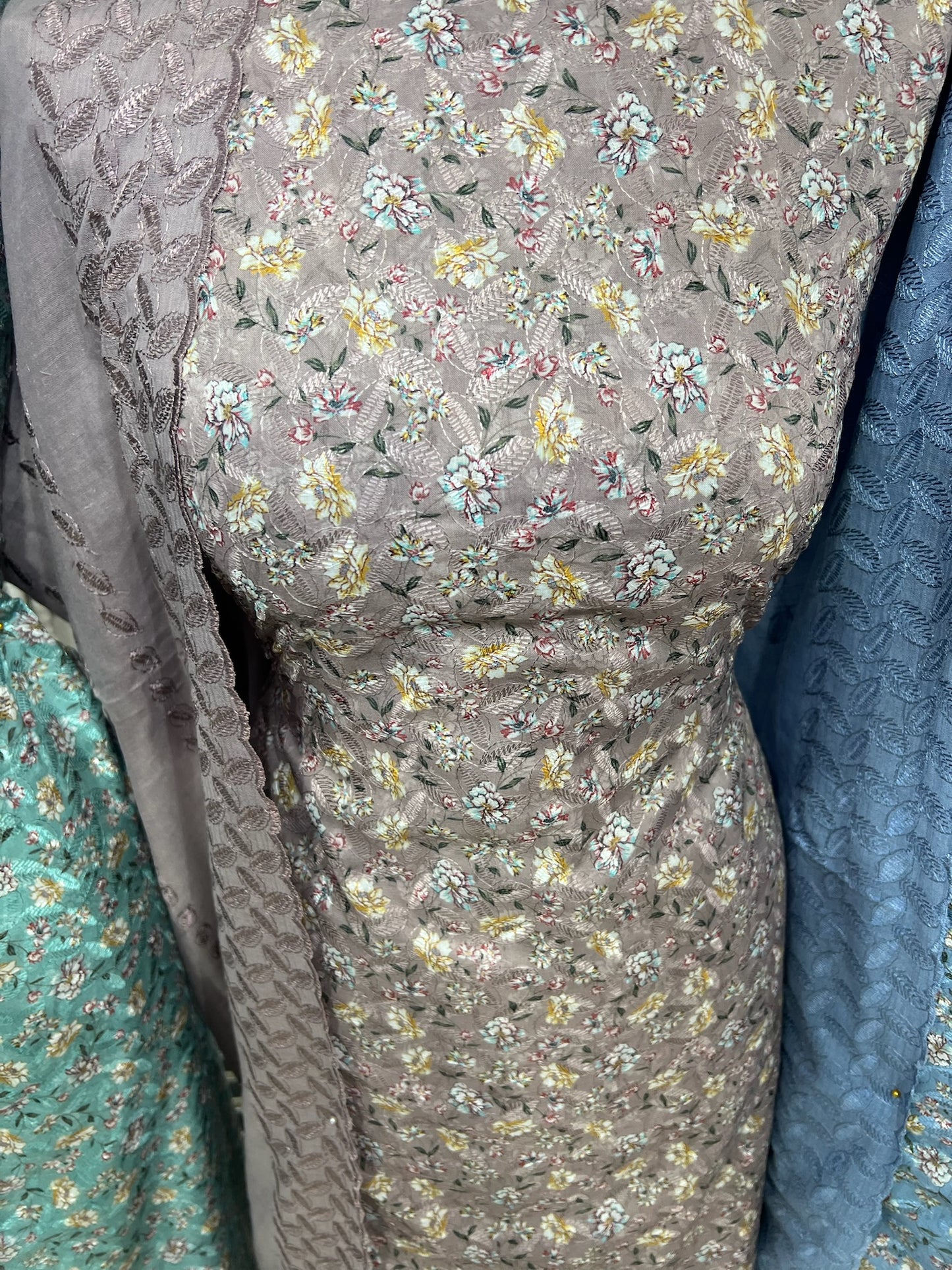 Digital Floral Print Chikankari Cotton Lawn