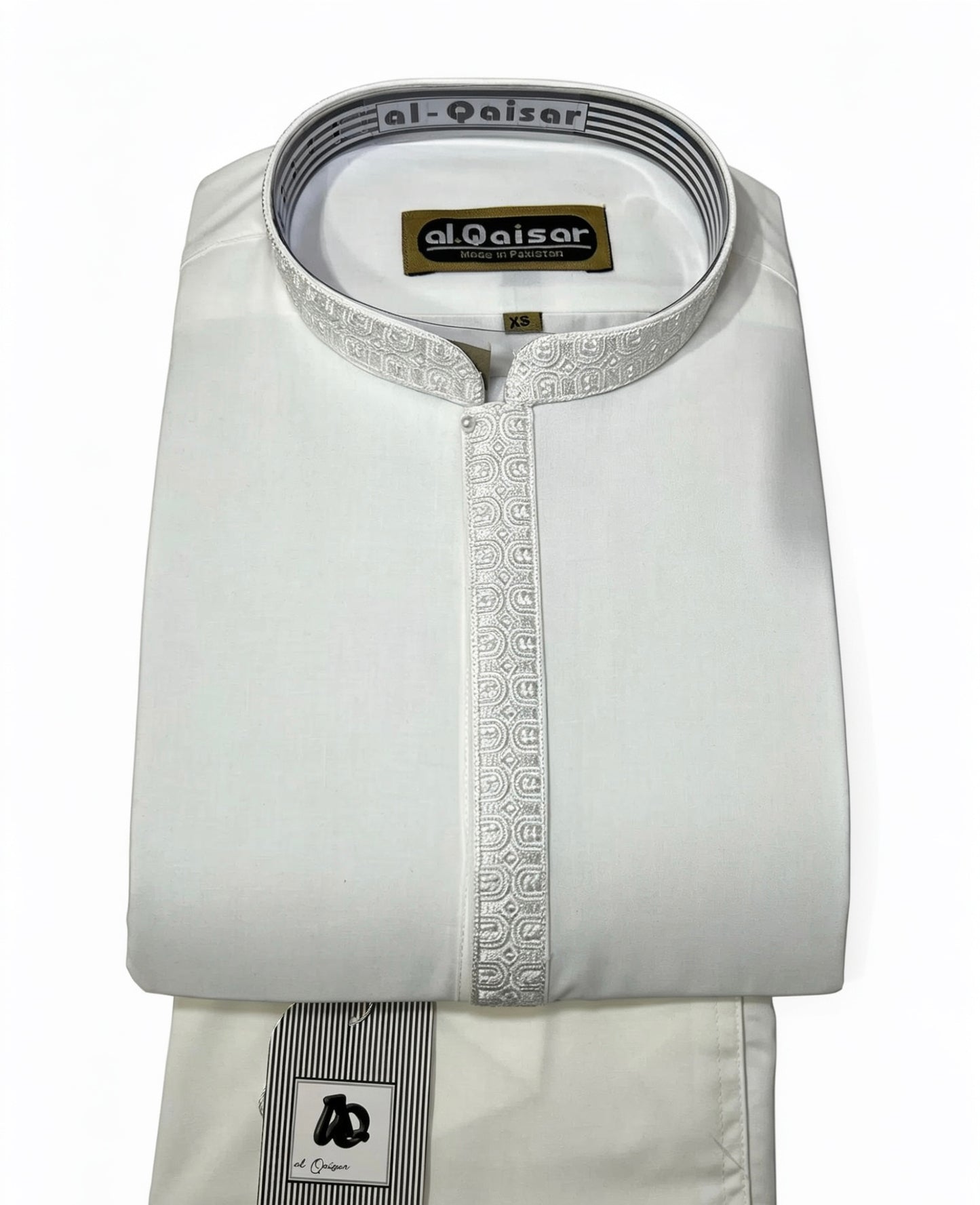 Al-Qaisar Men’s Embroidered Kurta Trouser/Trouser Kameez OFF WHITE