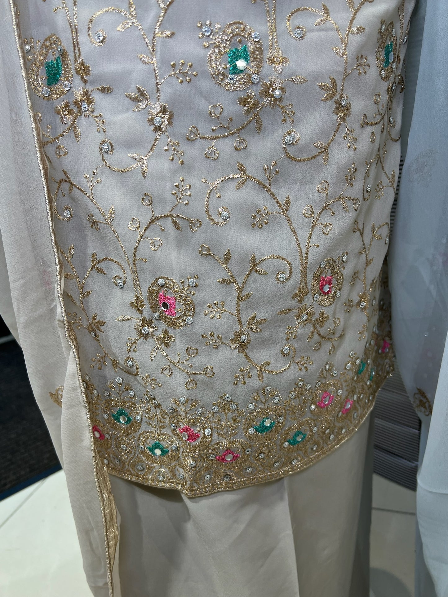 Georgette Suits with Thread Embroidery & Embellishments