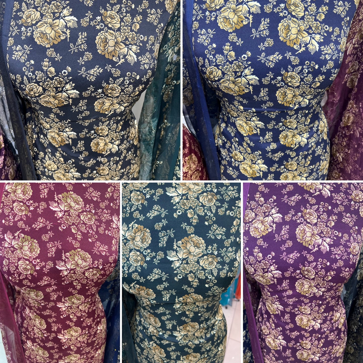 Digital Print Malai Crepe Suits – Floral Print & Chiffon Dupatta